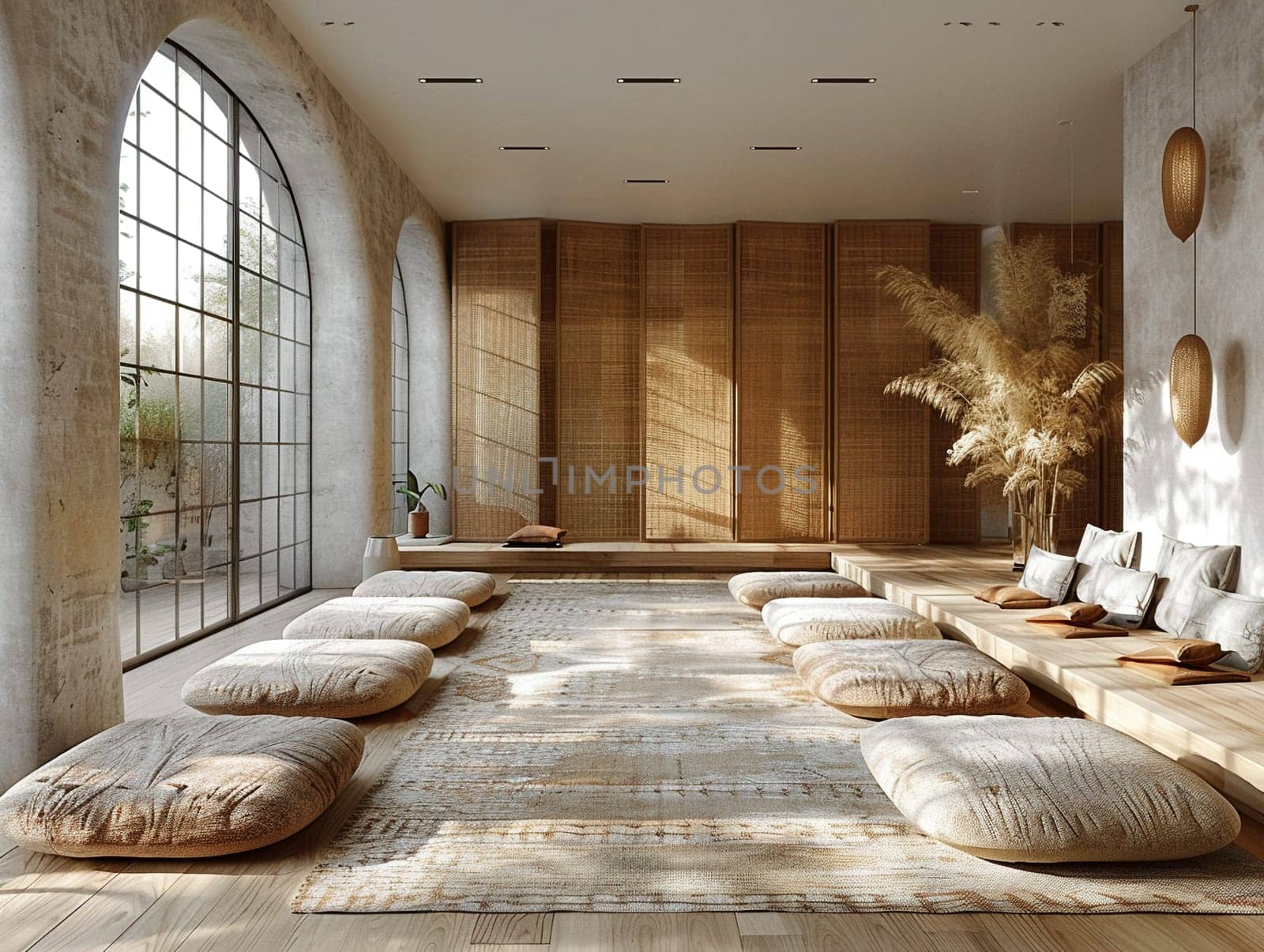 Minimalist meditation space with simple lines and a sense of calm