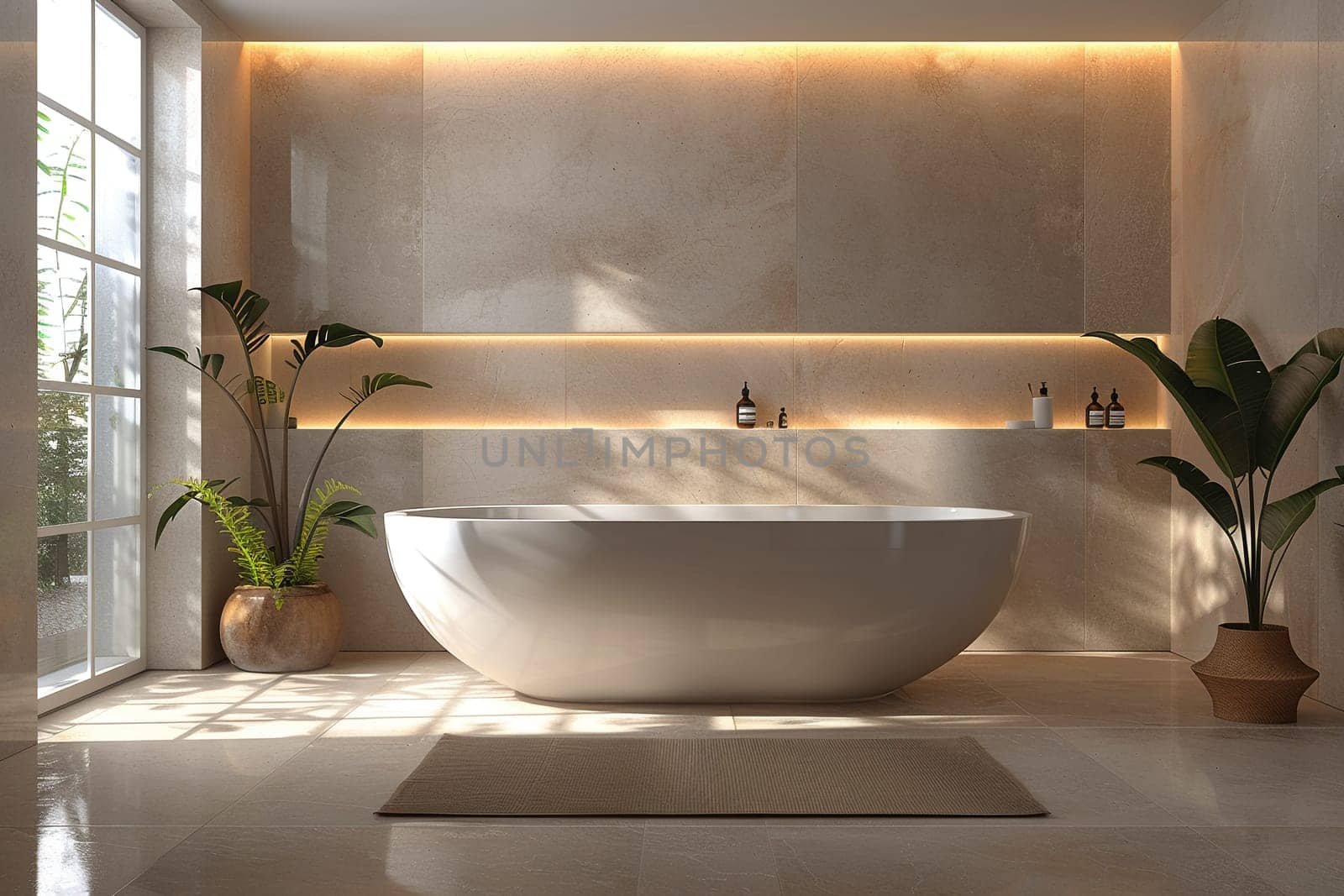Modern minimalist bathroom with clean lines and monochromatic colors by Benzoix