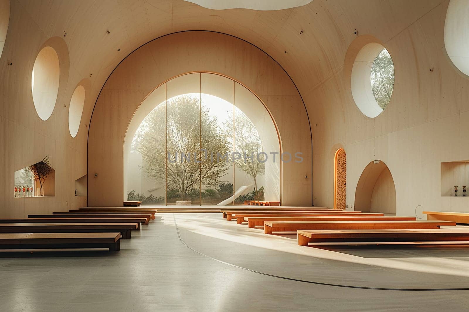 Modern minimalist chapel with simple architectural lines and natural light by Benzoix