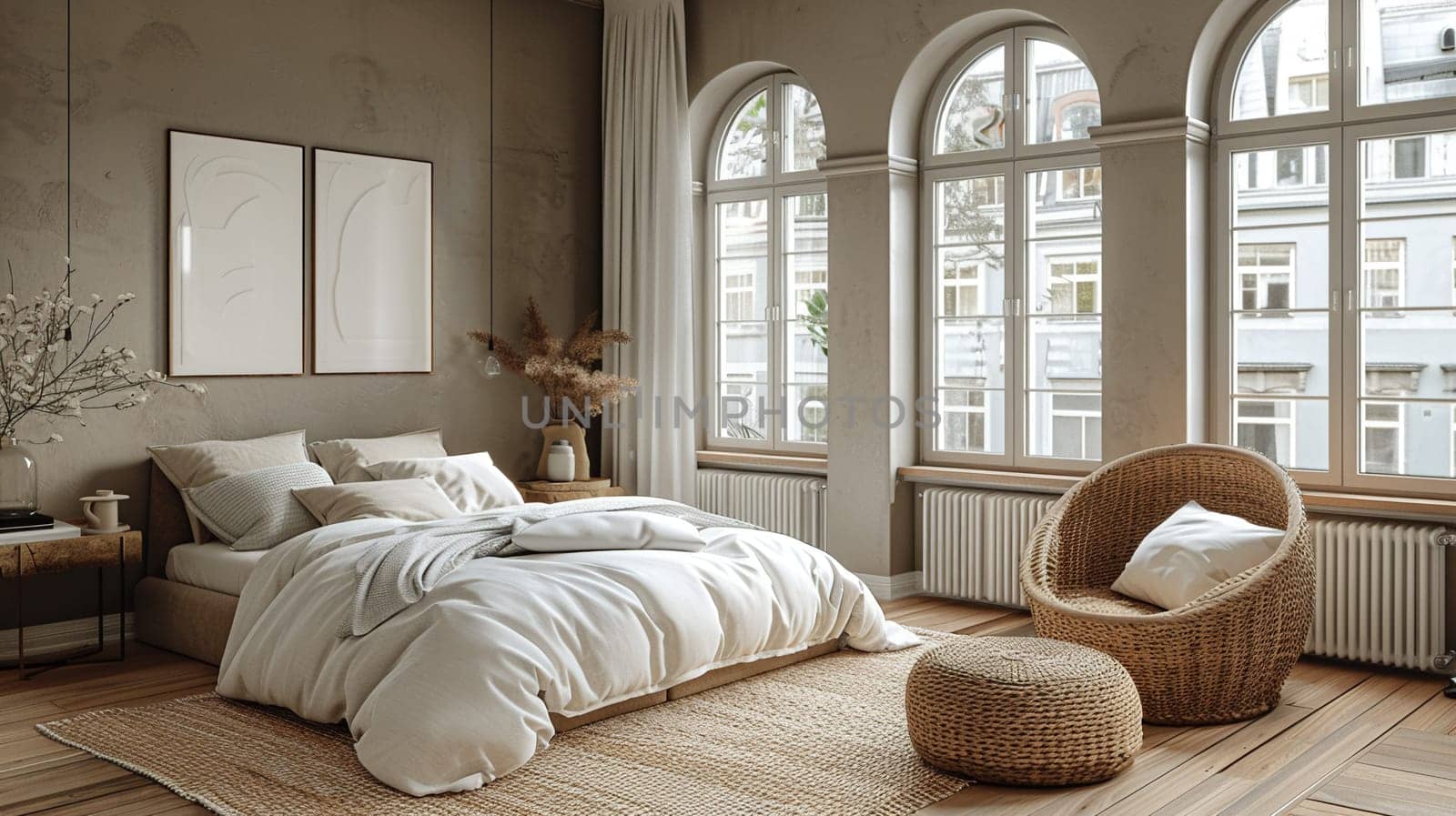 Scandinavian-inspired bedroom with clean lines and a neutral color palette by Benzoix