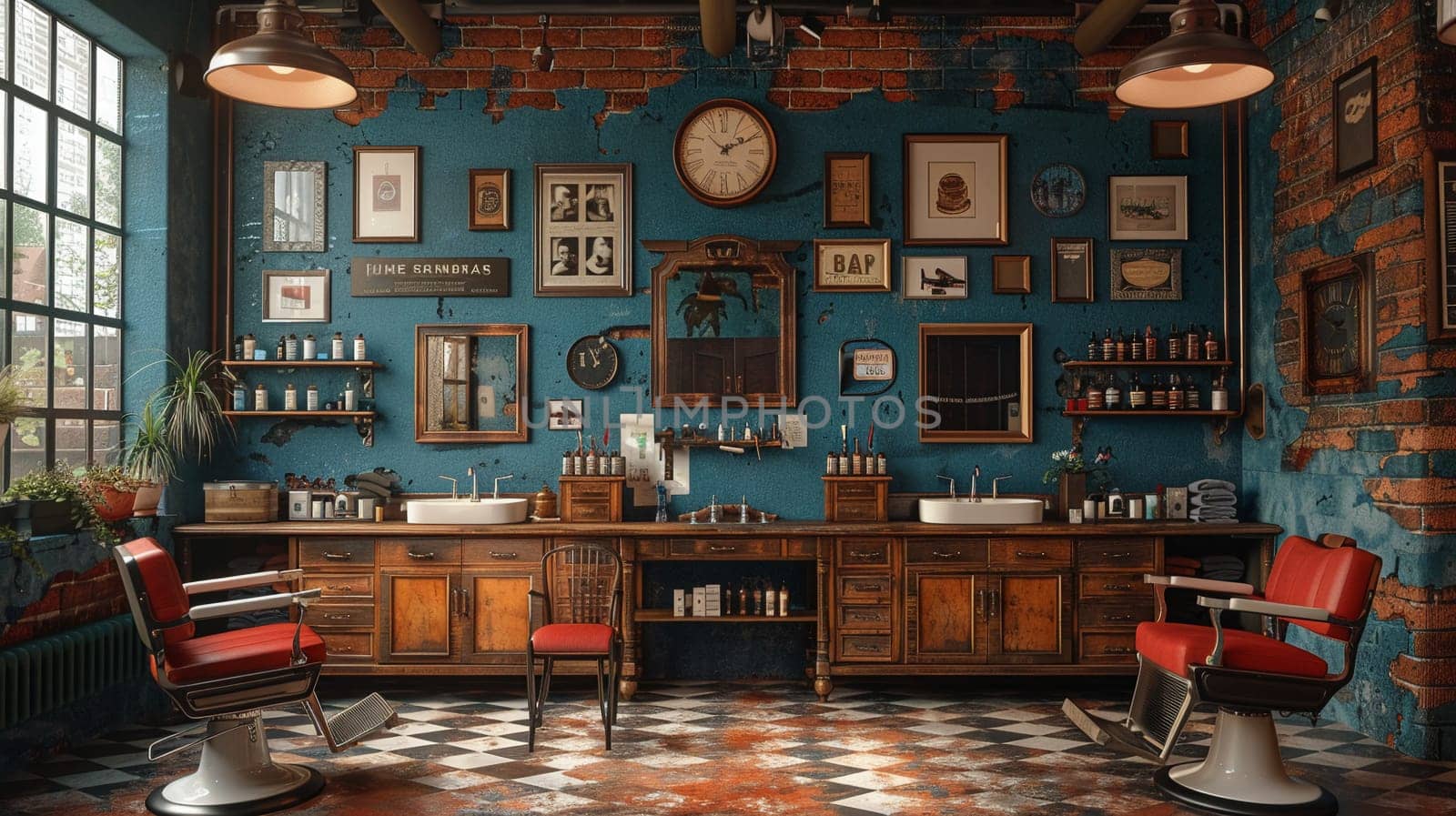 Vintage barbershop interior with classic chairs and nostalgic decor by Benzoix