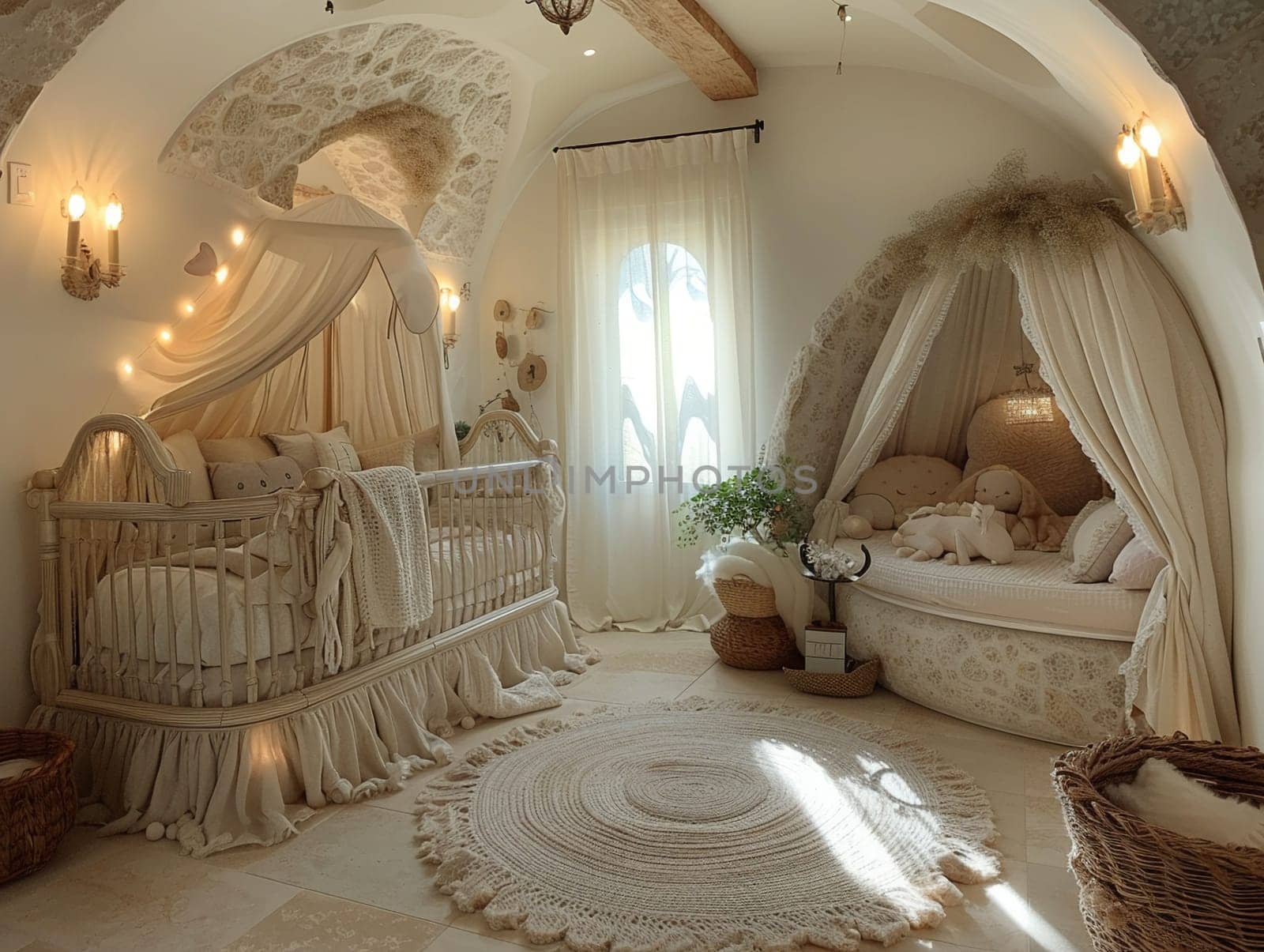 Whimsical fairy tale-themed nursery with magical accents and soft colors by Benzoix