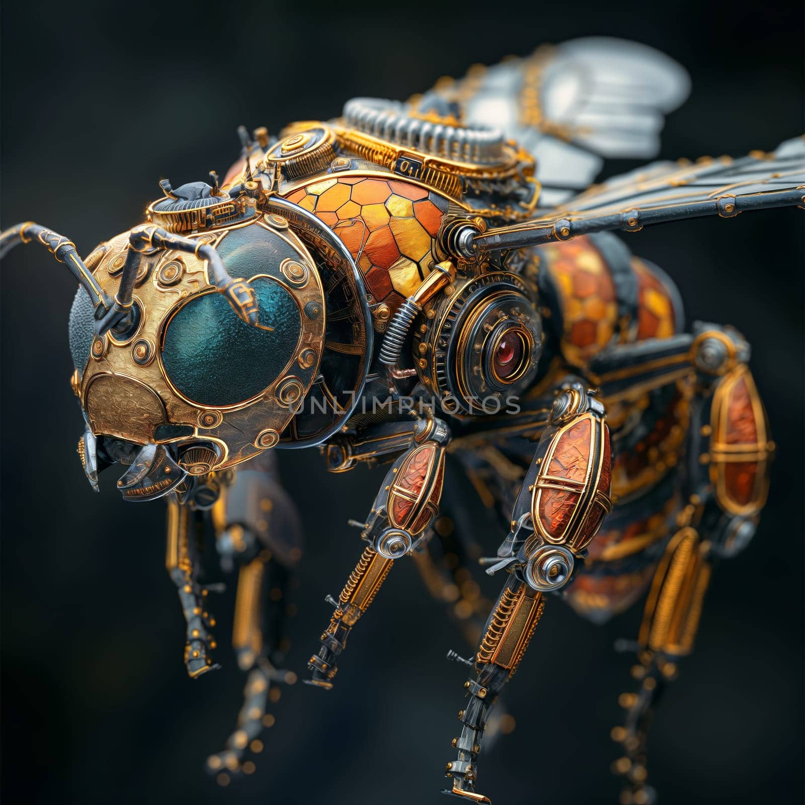 Mechanical bee on a dark background. by Fischeron