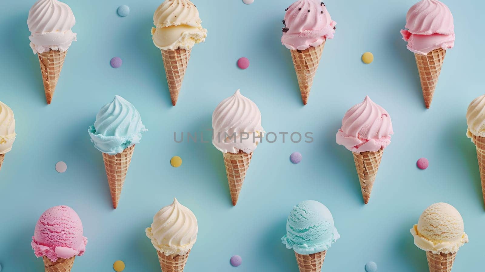 Explore a variety of food options like ice cream flavors and raspberries on a pink background. Perfect for cake decorating supplies or baked goods with a touch of artistry AIG50