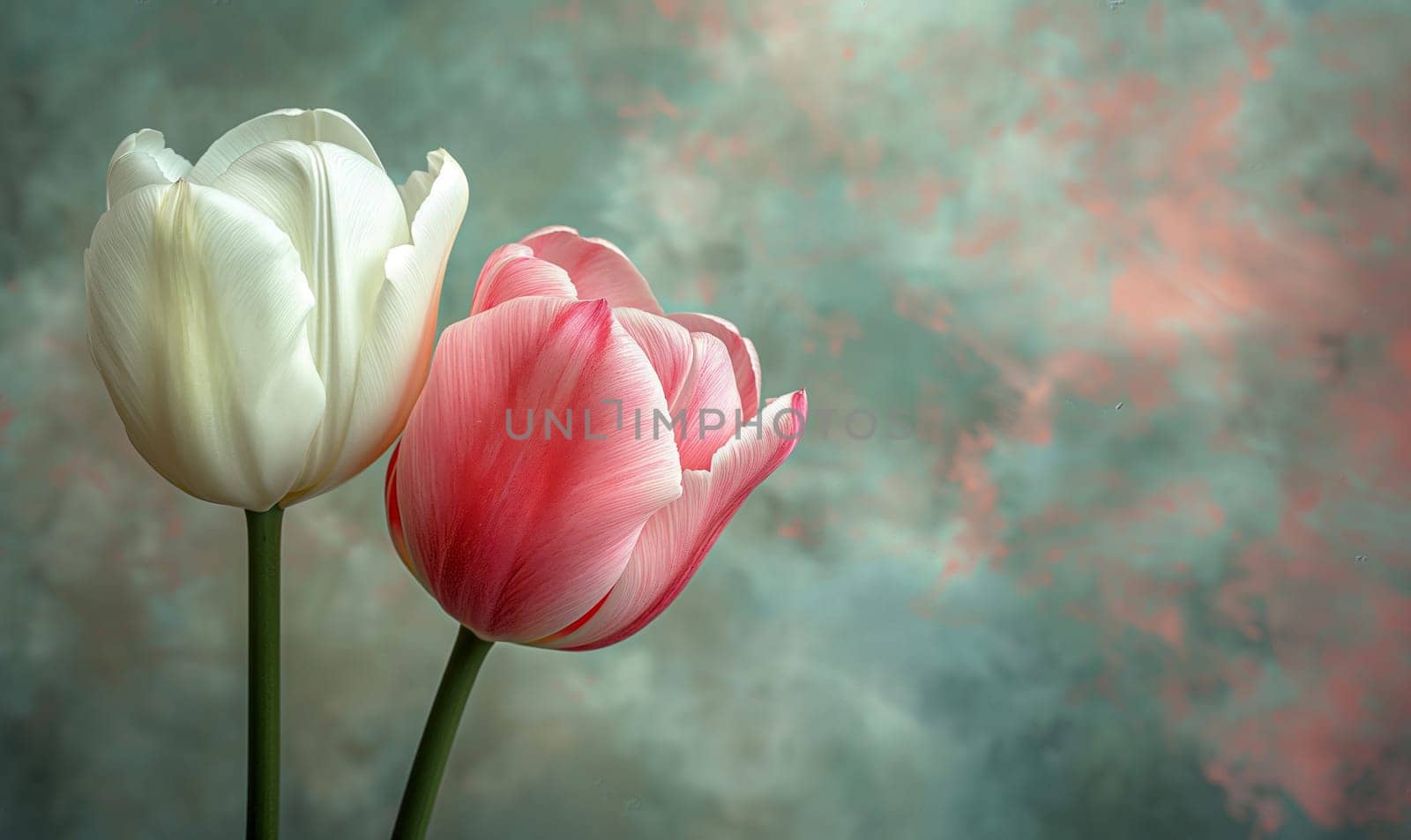 Blooming Tulips in Soft Light. Selective focus.