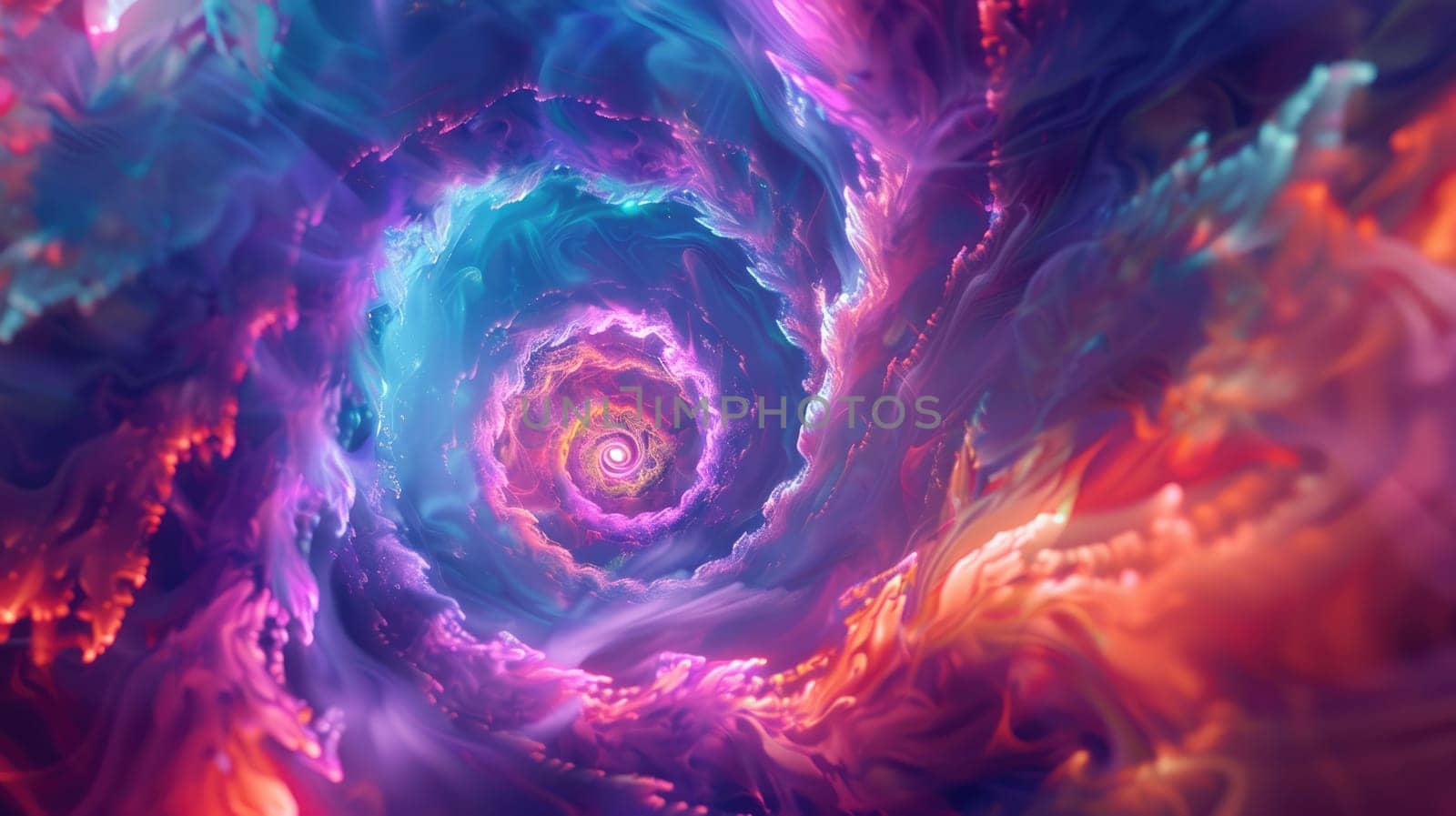 An organisminspired art piece with swirling patterns and bubbles in electric blue and magenta hues on a black background. The circles and symmetry create a visually captivating display AIG50