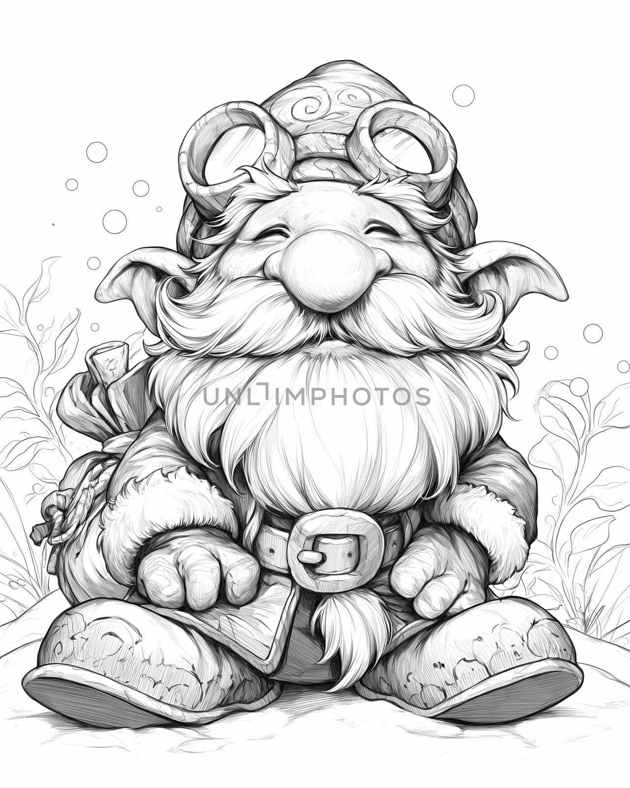 Coloring book, adorable gnomes in cartoon style. by Fischeron