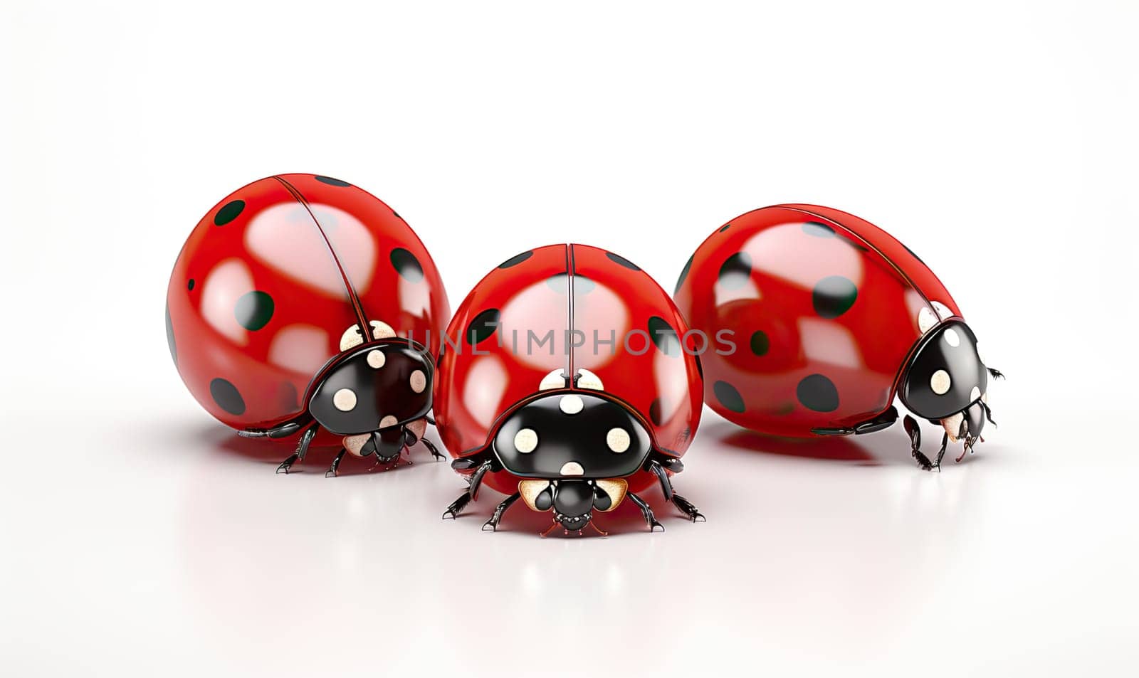 Ladybugs on a white background. Selective focus.