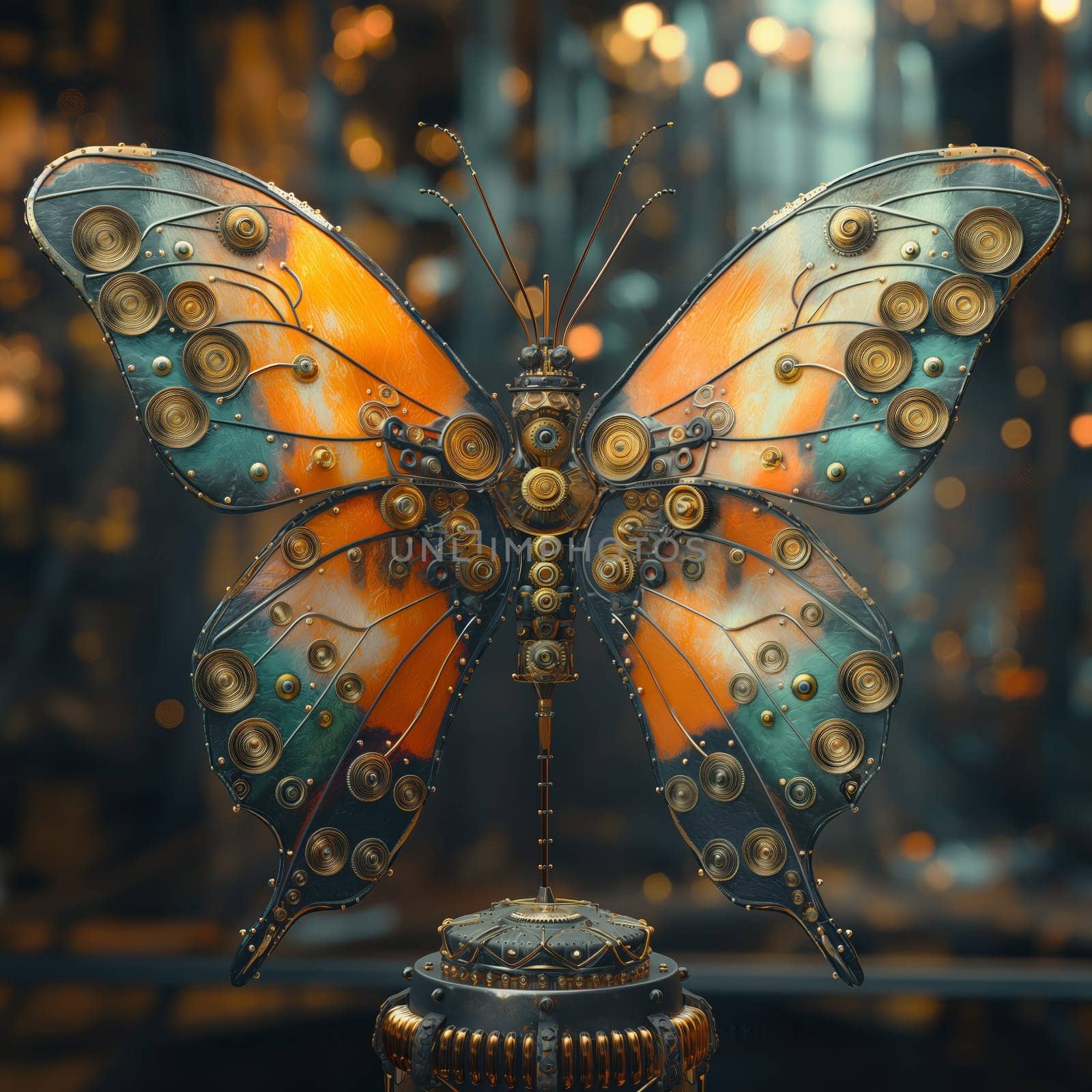 Mechanical butterfly on an abstract background. by Fischeron