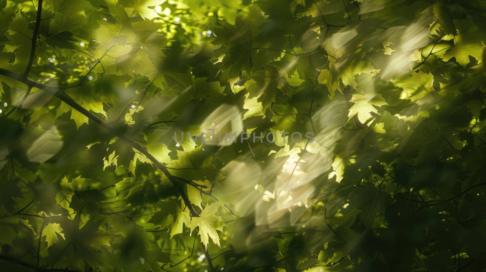 The sunlight is creating a beautiful pattern of circles on the ground as it shines through the leaves of a terrestrial plant AIG50