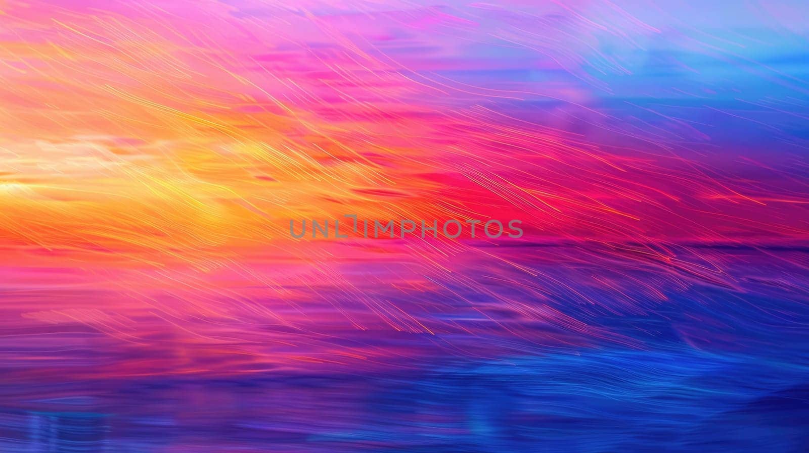 A vibrant painting showcasing a close up of a fireball against a backdrop of a colorful sky and water, capturing the intense heat and atmospheric phenomenon AIG50