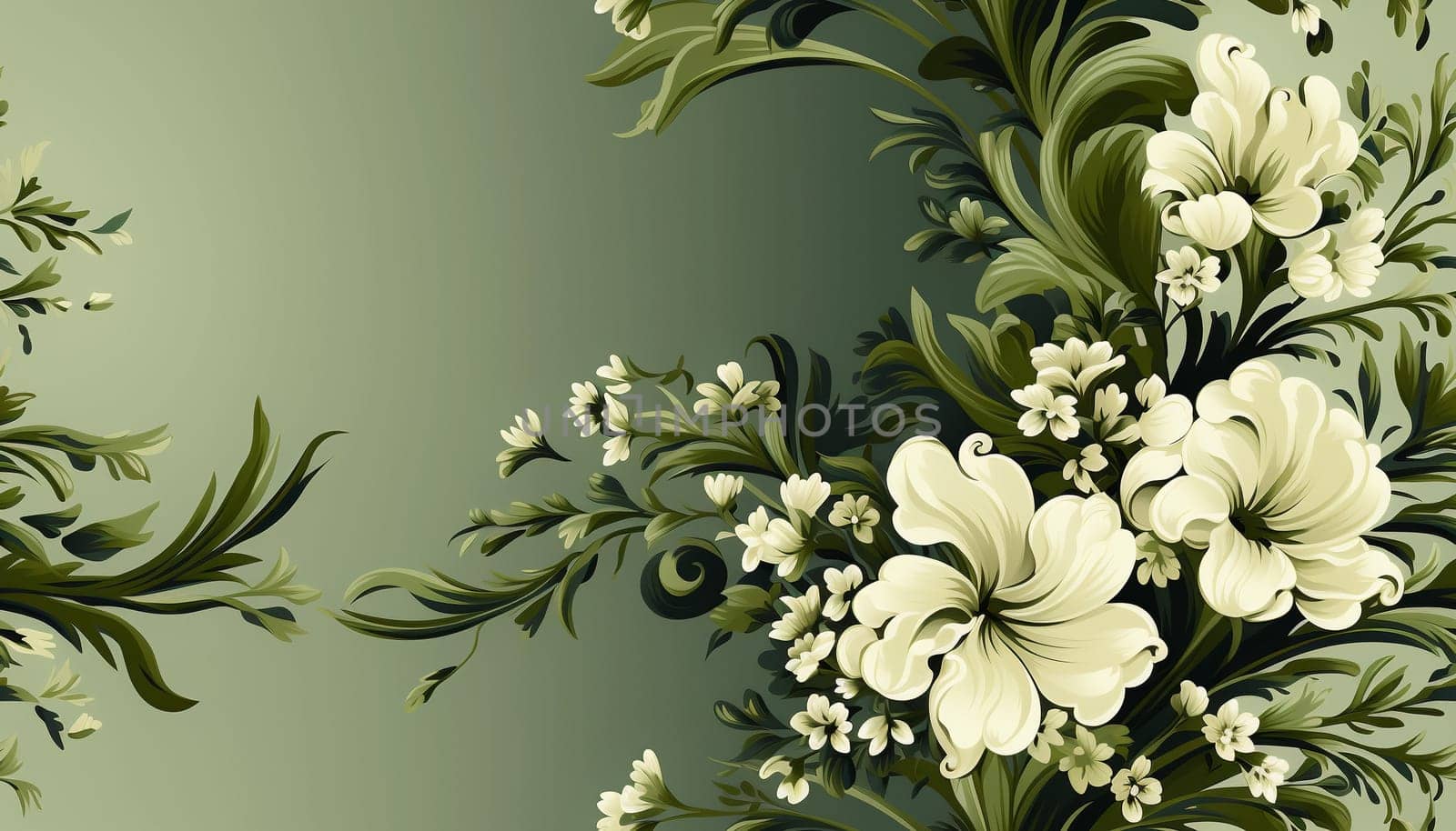 Seamless pattern tile background flowers and floral leaves plants by Nadtochiy