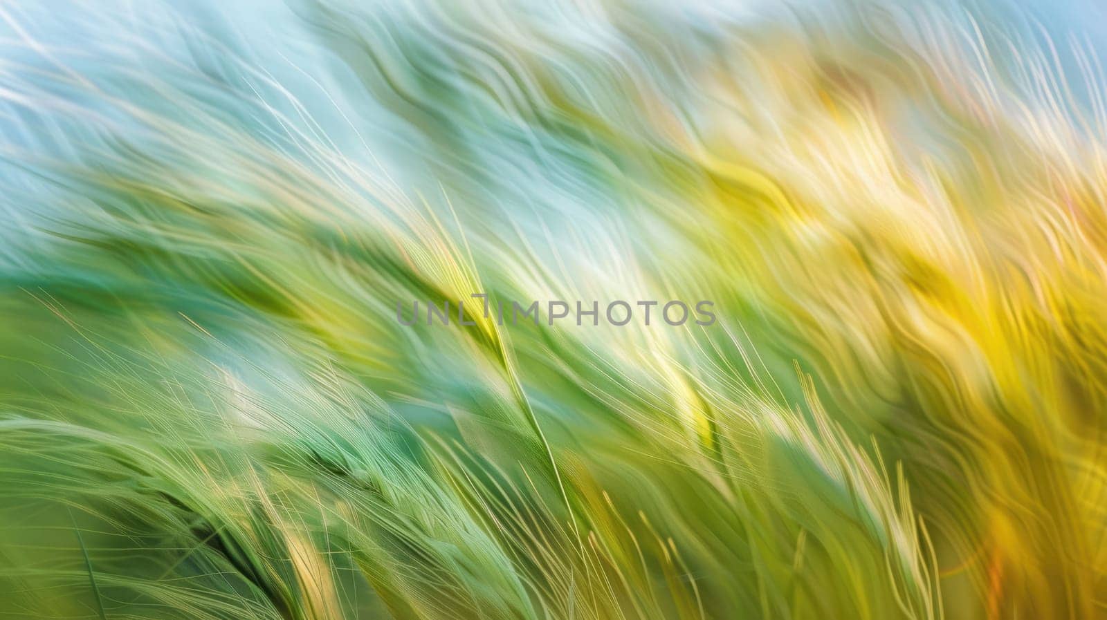 A close up of a wheat field swaying in the wind, a beautiful natural landscape showcasing agriculture and the peacefulness of the meadow AIG50