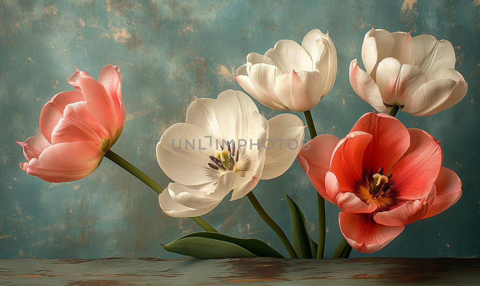 Blooming Tulips in Soft Light. Selective focus.