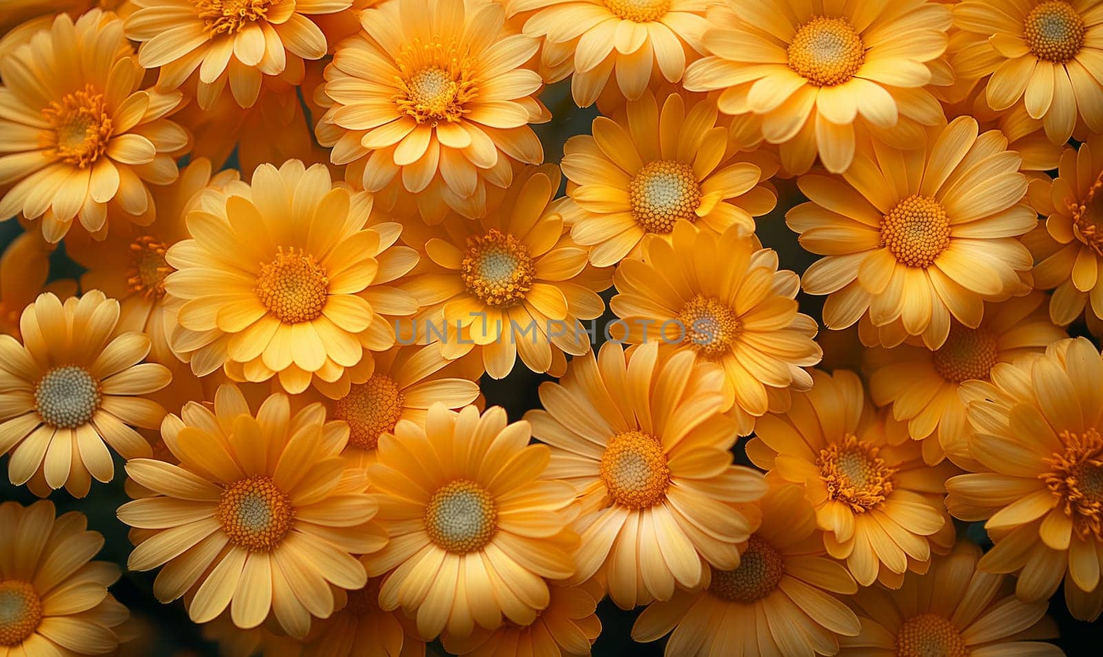 A close-up of bright yellow flowers. by Fischeron