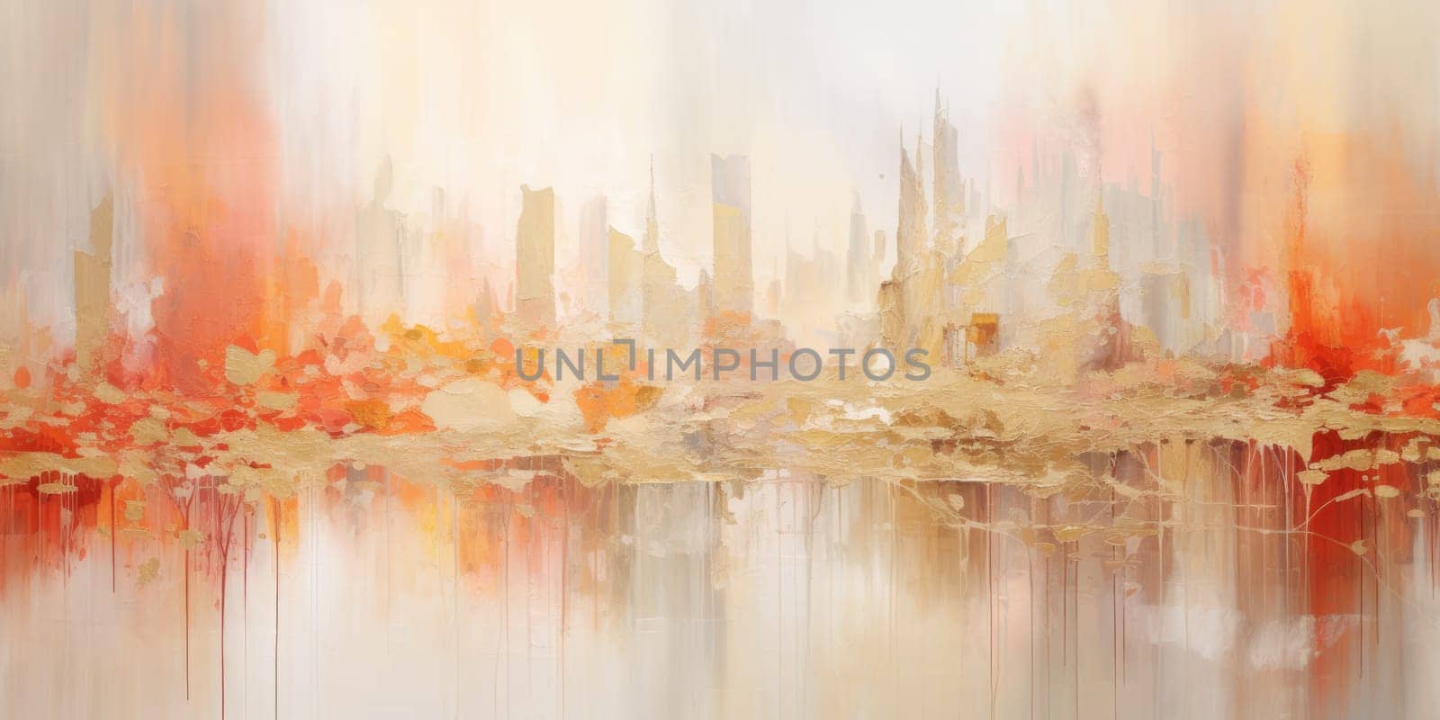 The abstract picture of the gold, red and grey colour that has been painted or splashed on the white blank background wallpaper to form the random shape that cannot be describe yet beautiful. AIGX01.