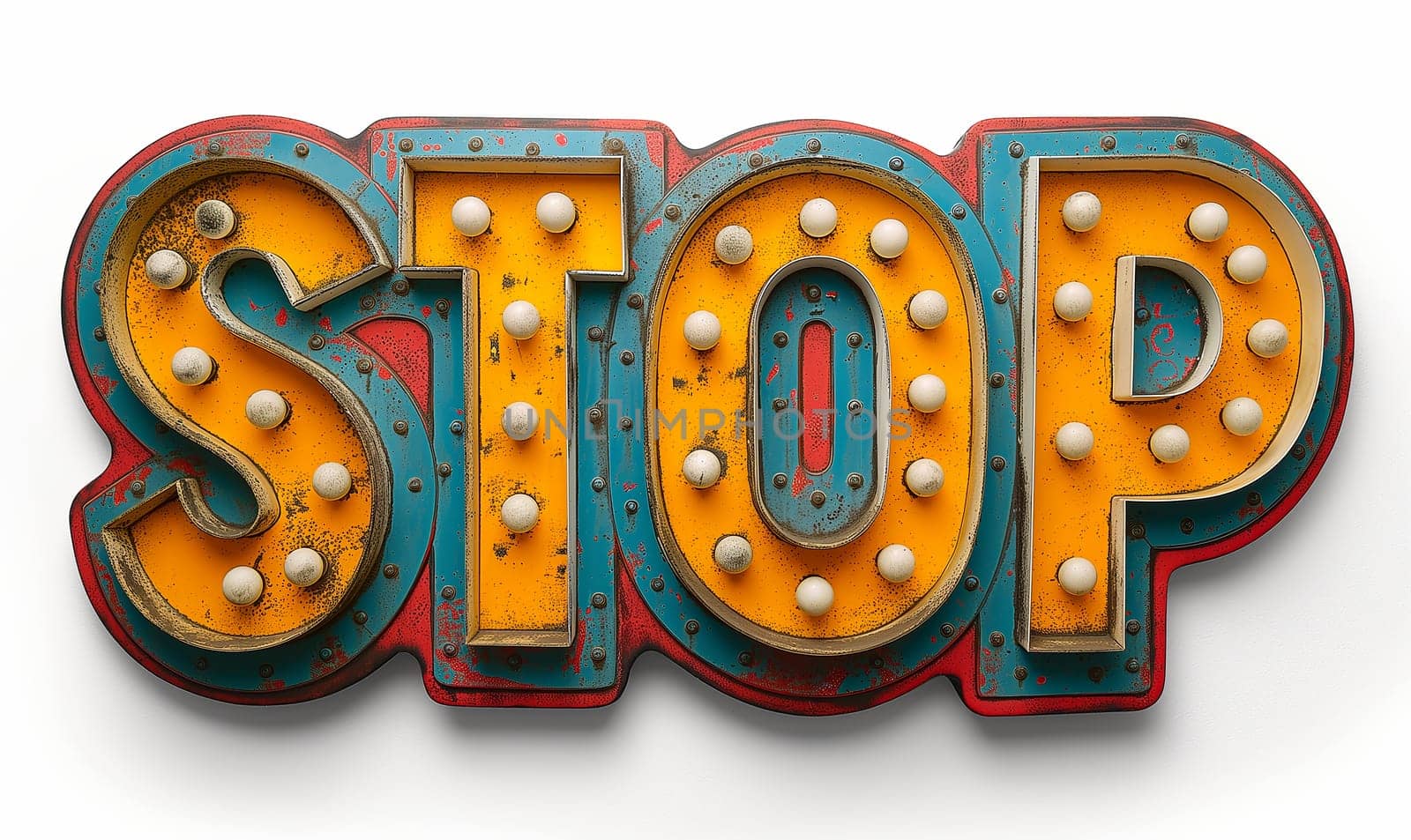Stop sign on a white background. Selective focus.