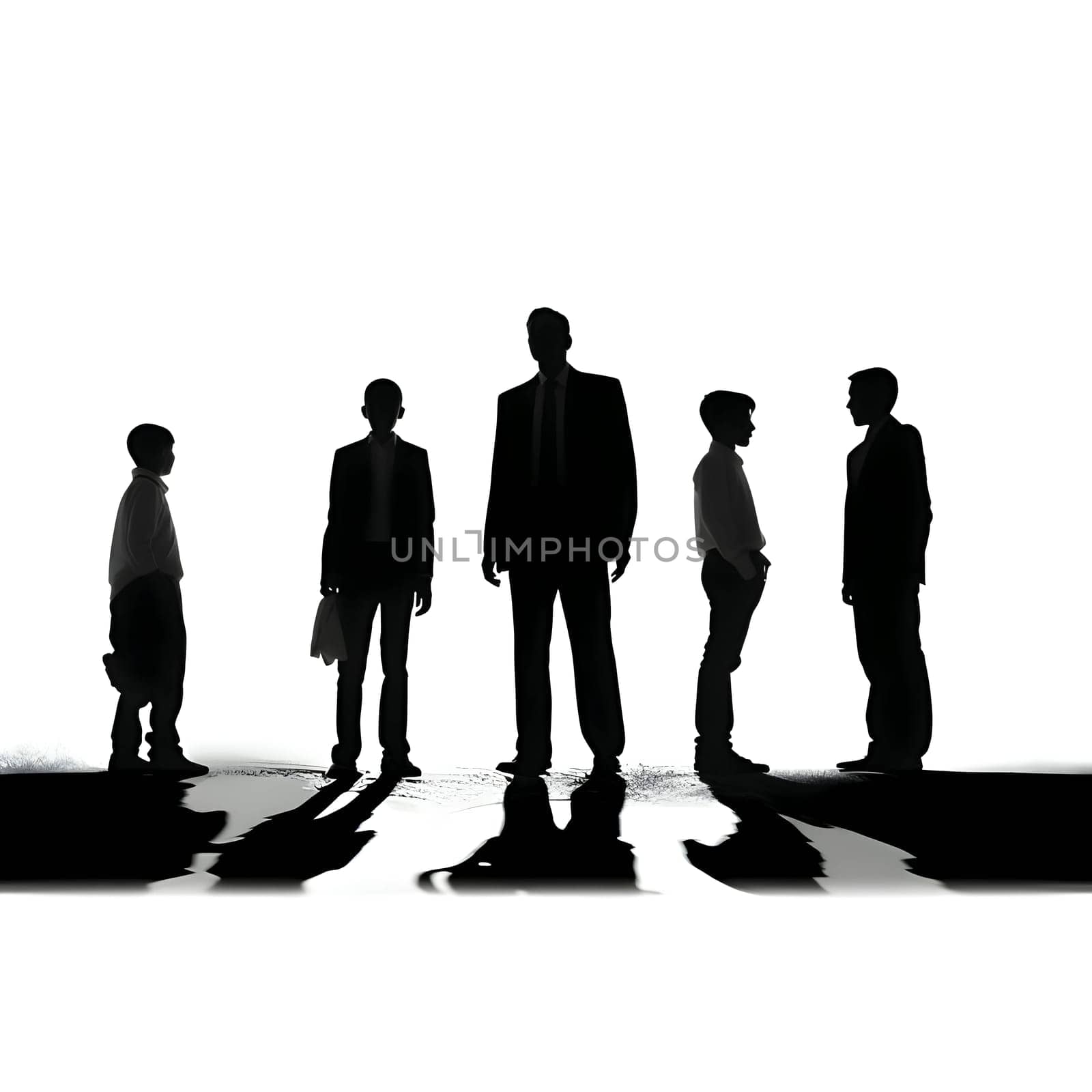 Black silhouette of five people on white background. by ThemesS
