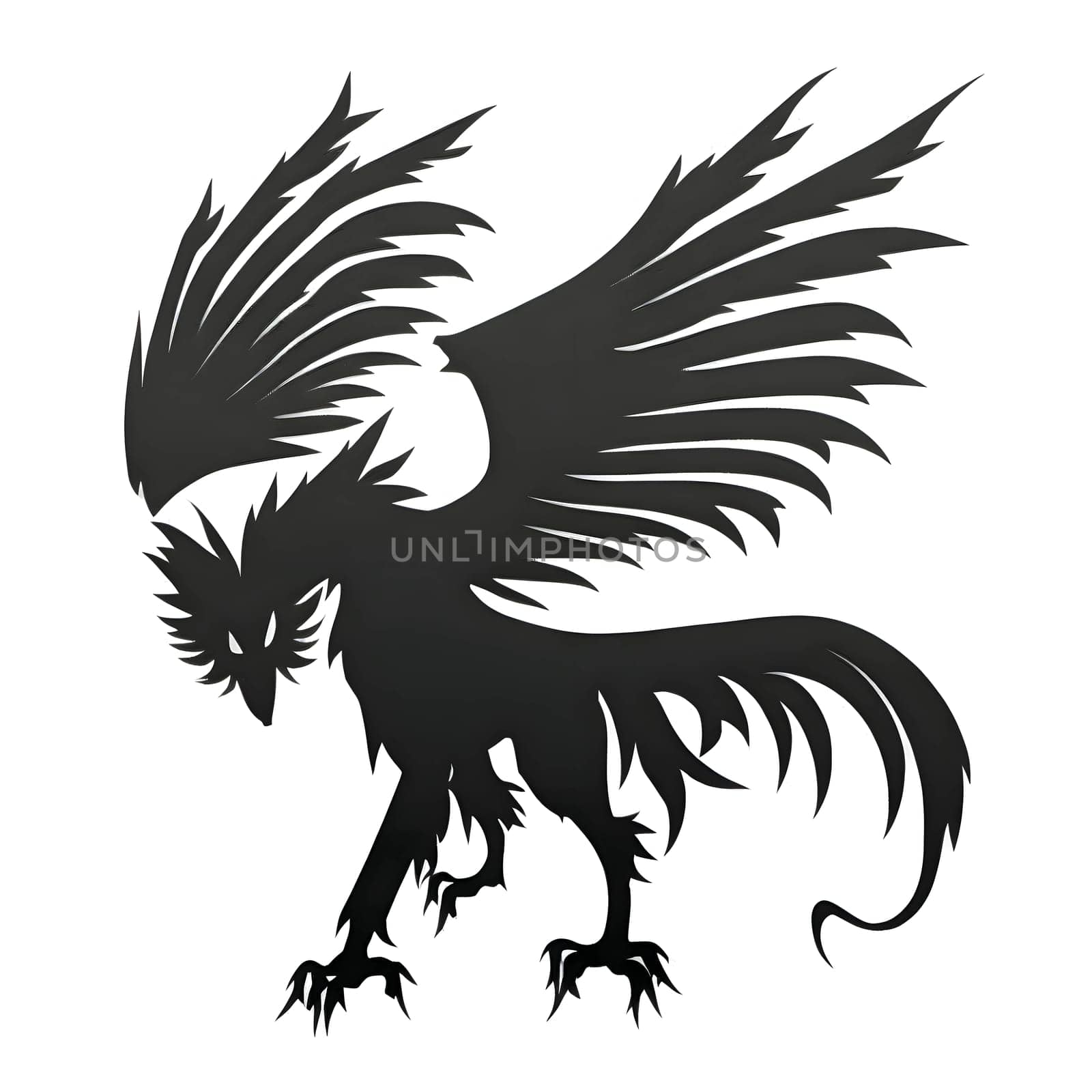 Vector illustration of a dragon in black silhouette against a clean white background, capturing graceful forms.