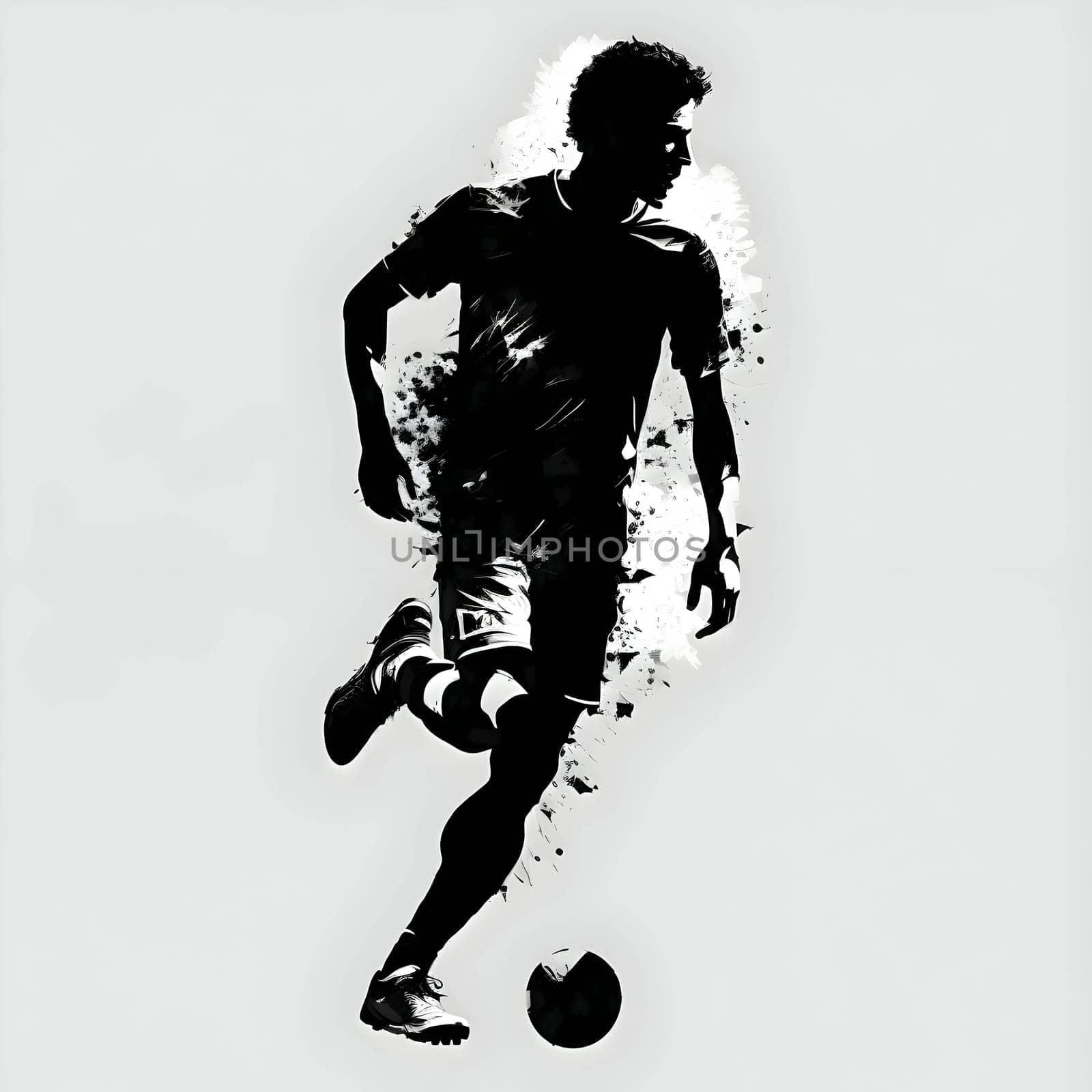 Vector illustration of a football player in black silhouette against a clean white background, capturing graceful forms.
