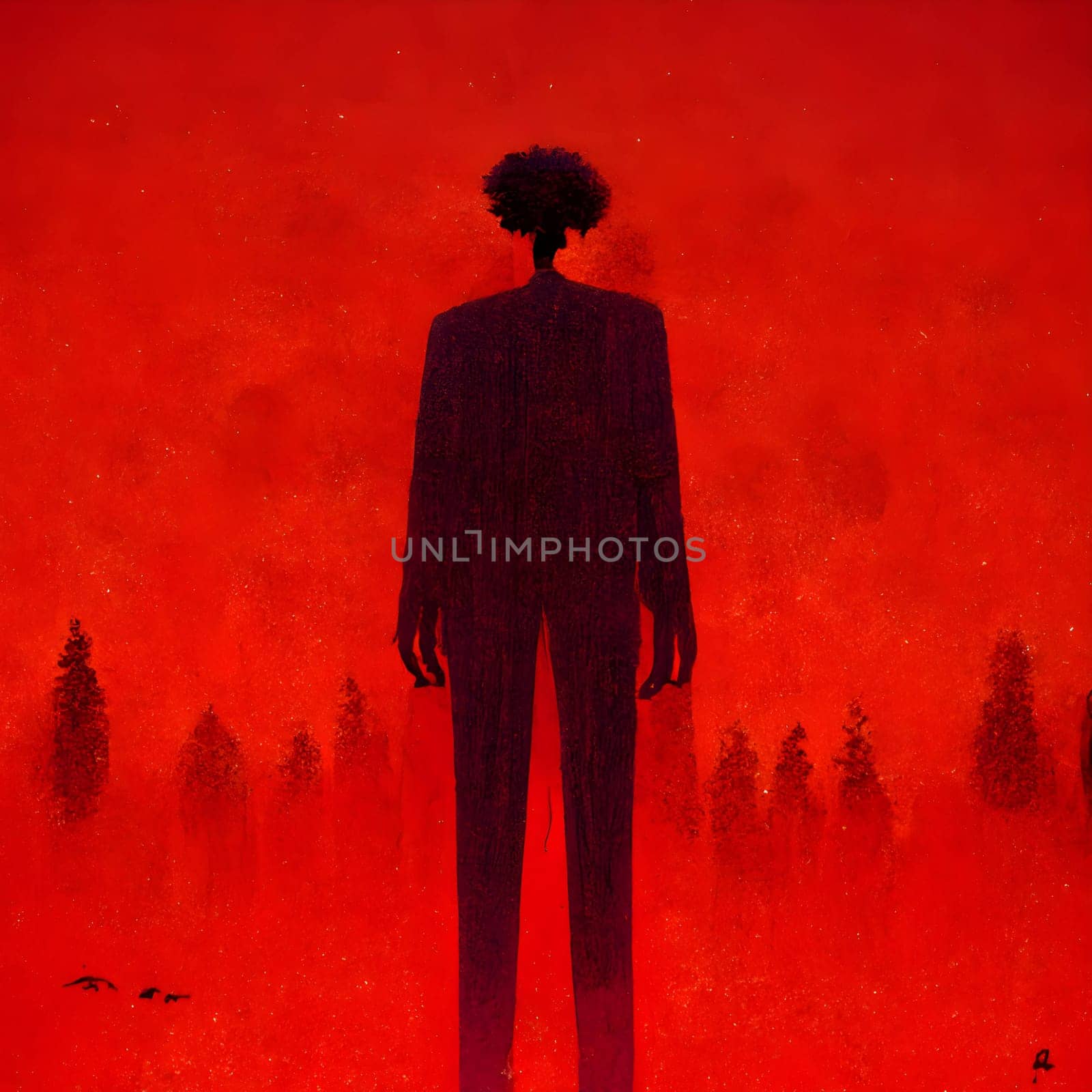 Vector illustration of a great creature in black silhouette against a clean red background, capturing graceful forms.