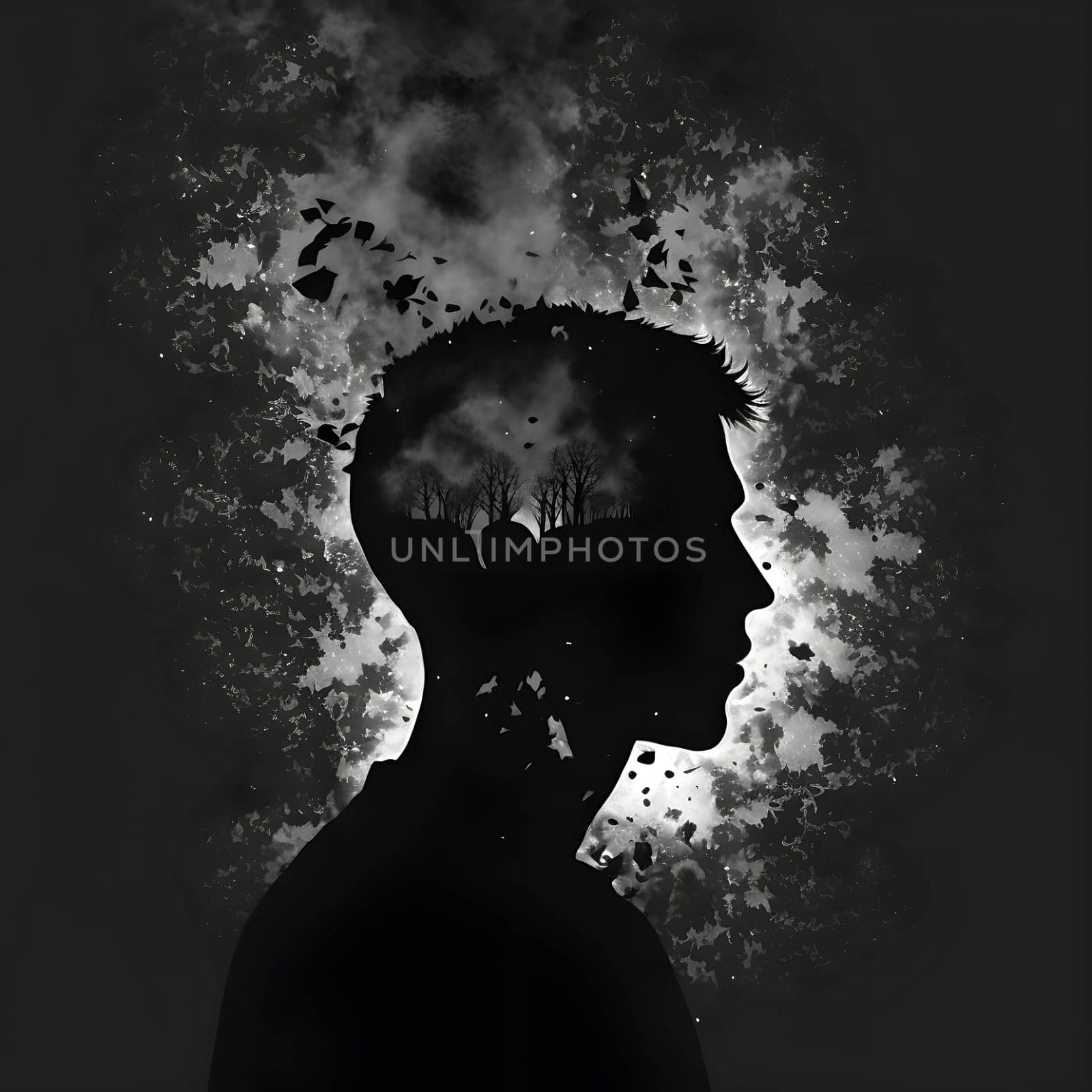 Black silhouette of a young man on white background. by ThemesS