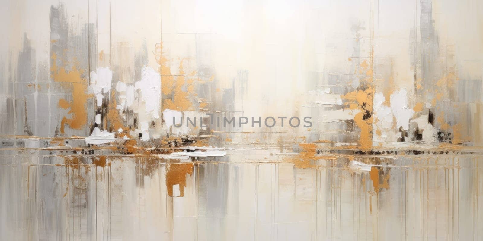 The abstract picture of the gold, grey and white colour that has been painted or splashed on the white blank background wallpaper to form random shape that cannot be describe yet beautiful. AIGX01.
