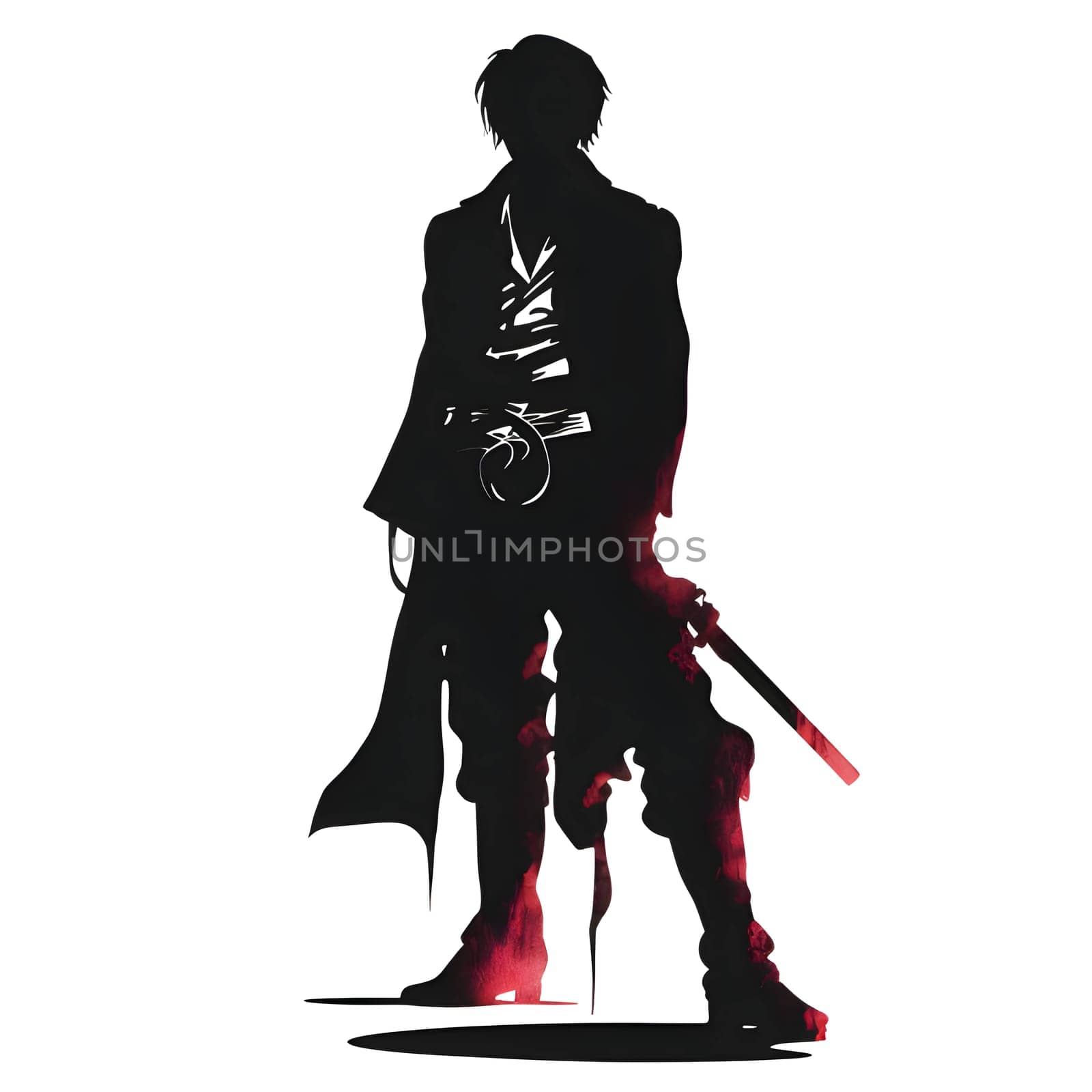 Black silhouette of a man with a sword on white background. by ThemesS