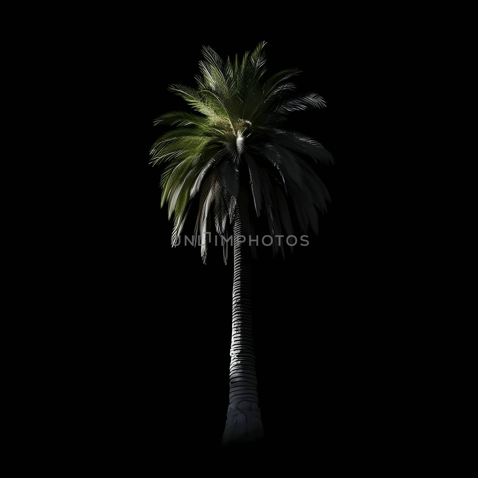 Vector illustration of a palm tree in black silhouette against a clean white background, capturing graceful forms.