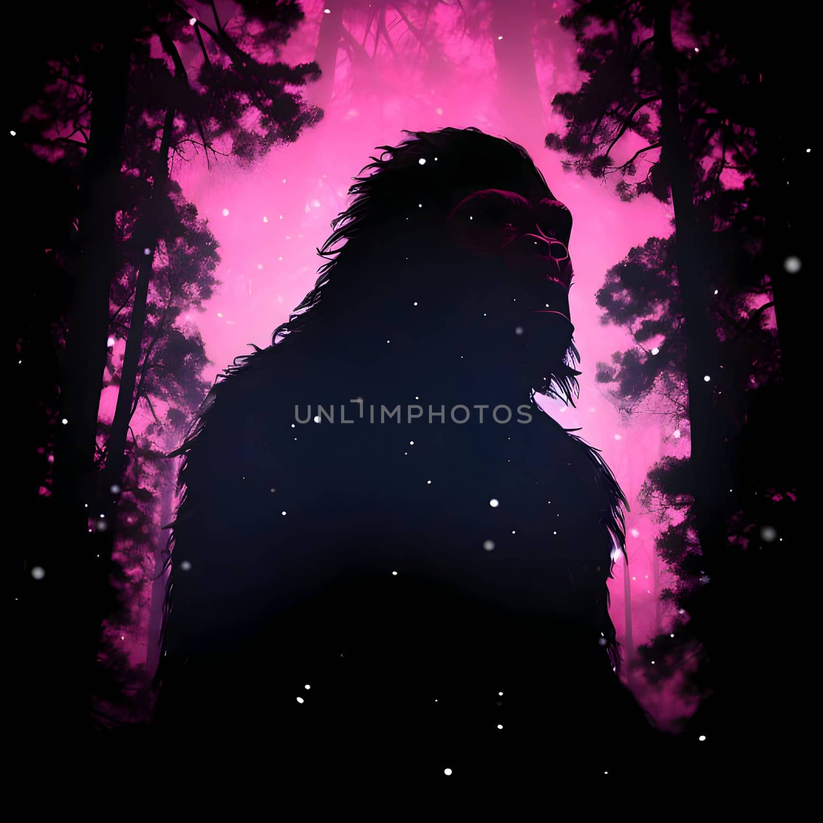 Vector illustration of a beast in black silhouette against a clean pink and black background, capturing graceful forms.