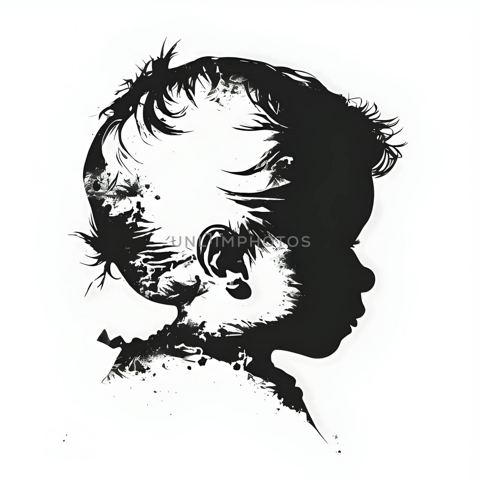 Vector illustration of a children in black silhouette against a clean white background, capturing graceful forms.