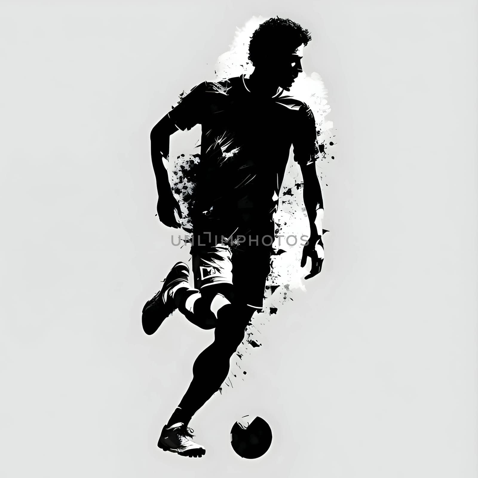 Vector illustration of a footballer in black silhouette against a clean white background, capturing graceful forms.