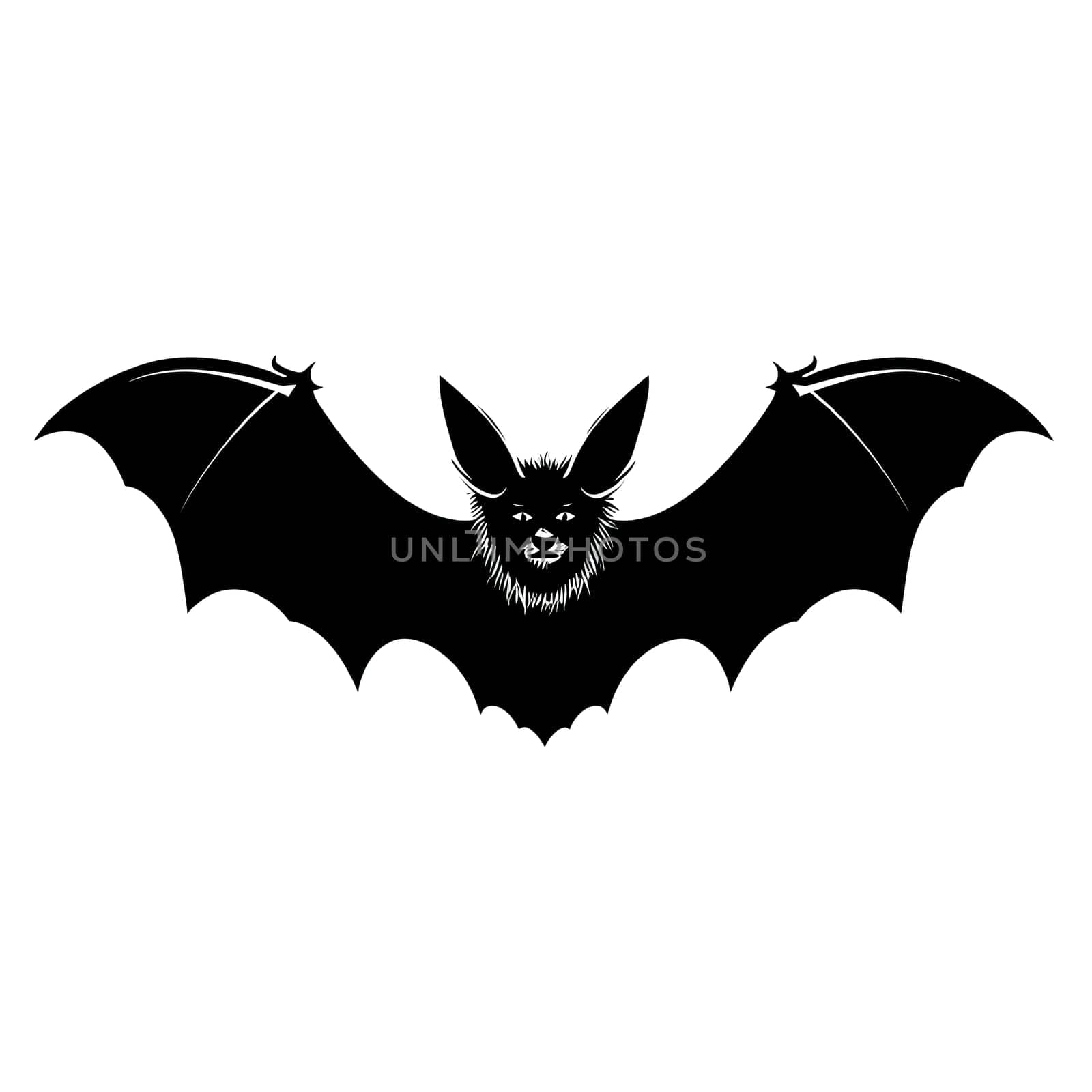 Vector illustration of a bat in black silhouette against a clean white background, capturing graceful forms.
