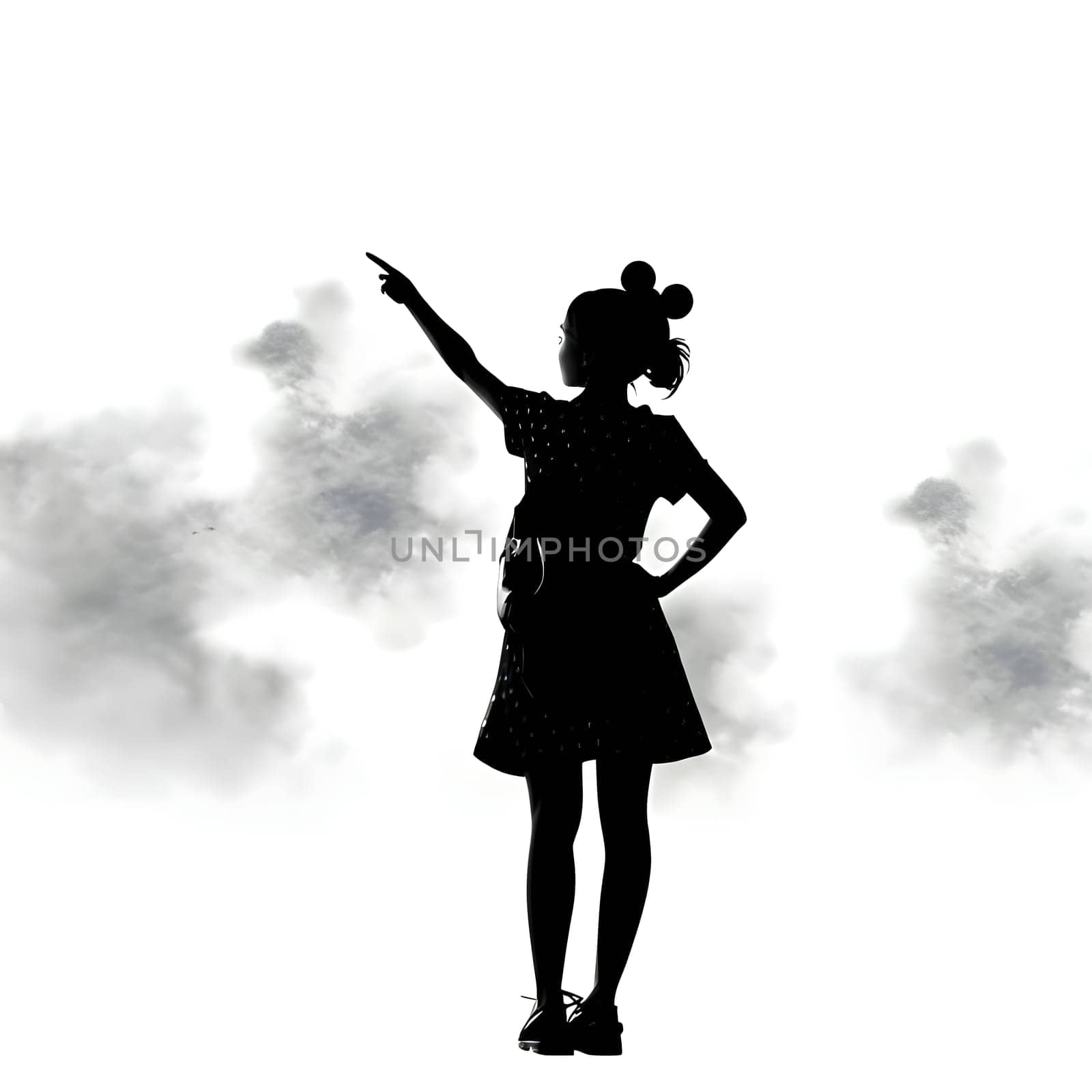 Black silhouette of a young girl on white background. by ThemesS