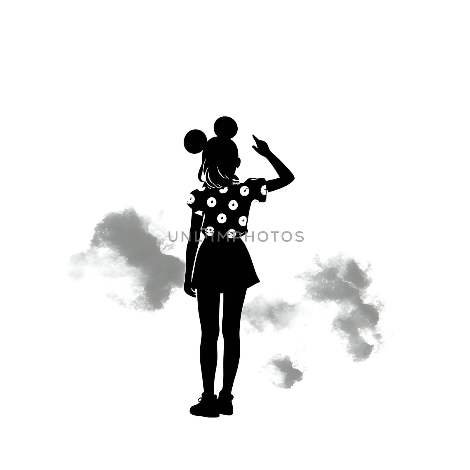 Black silhouette of a young girl on white background. by ThemesS