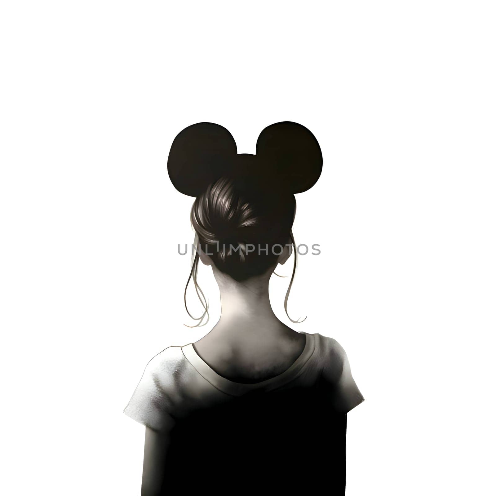 Black silhouette of a young girl on white background. by ThemesS