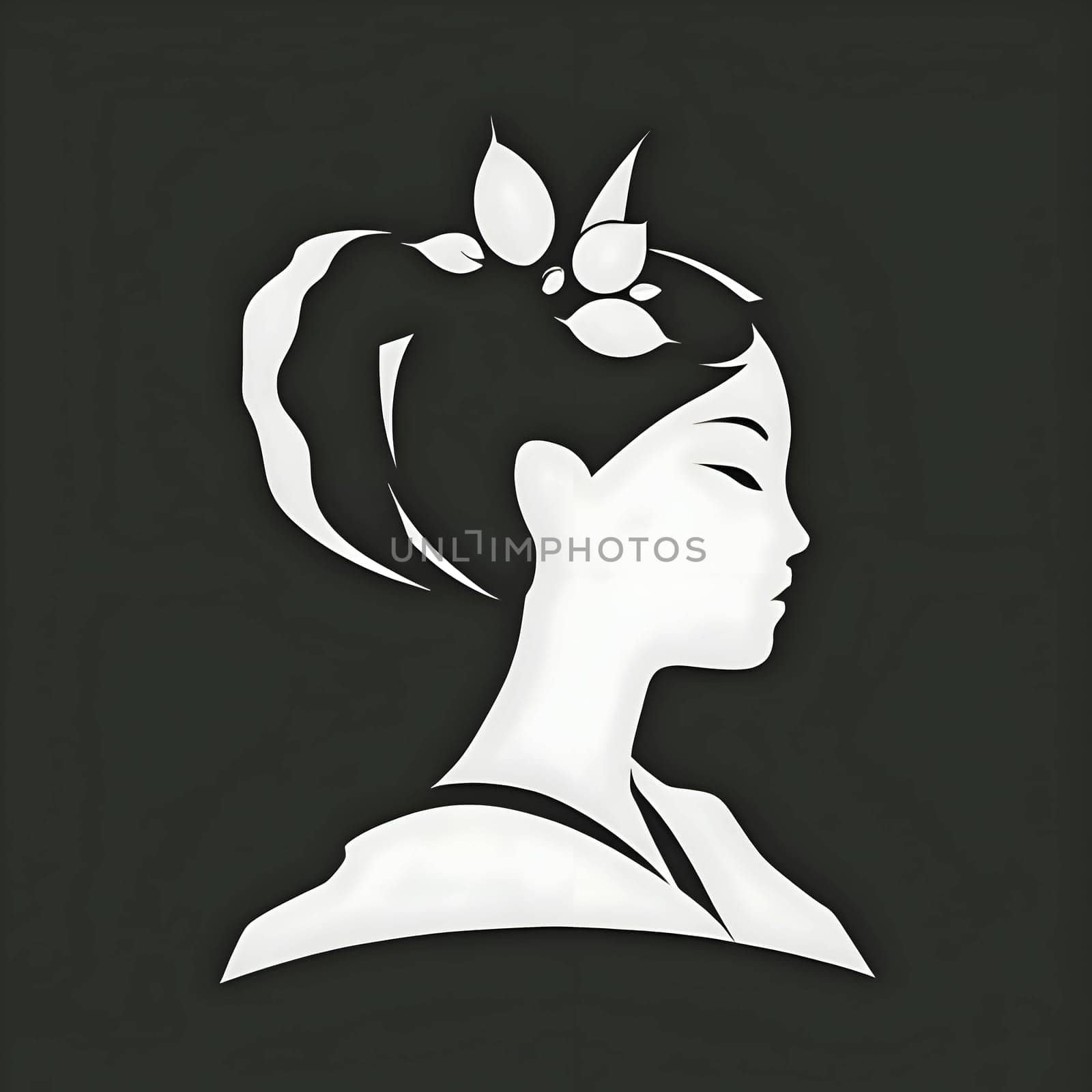 White silhouette of an asian woman on black background. by ThemesS