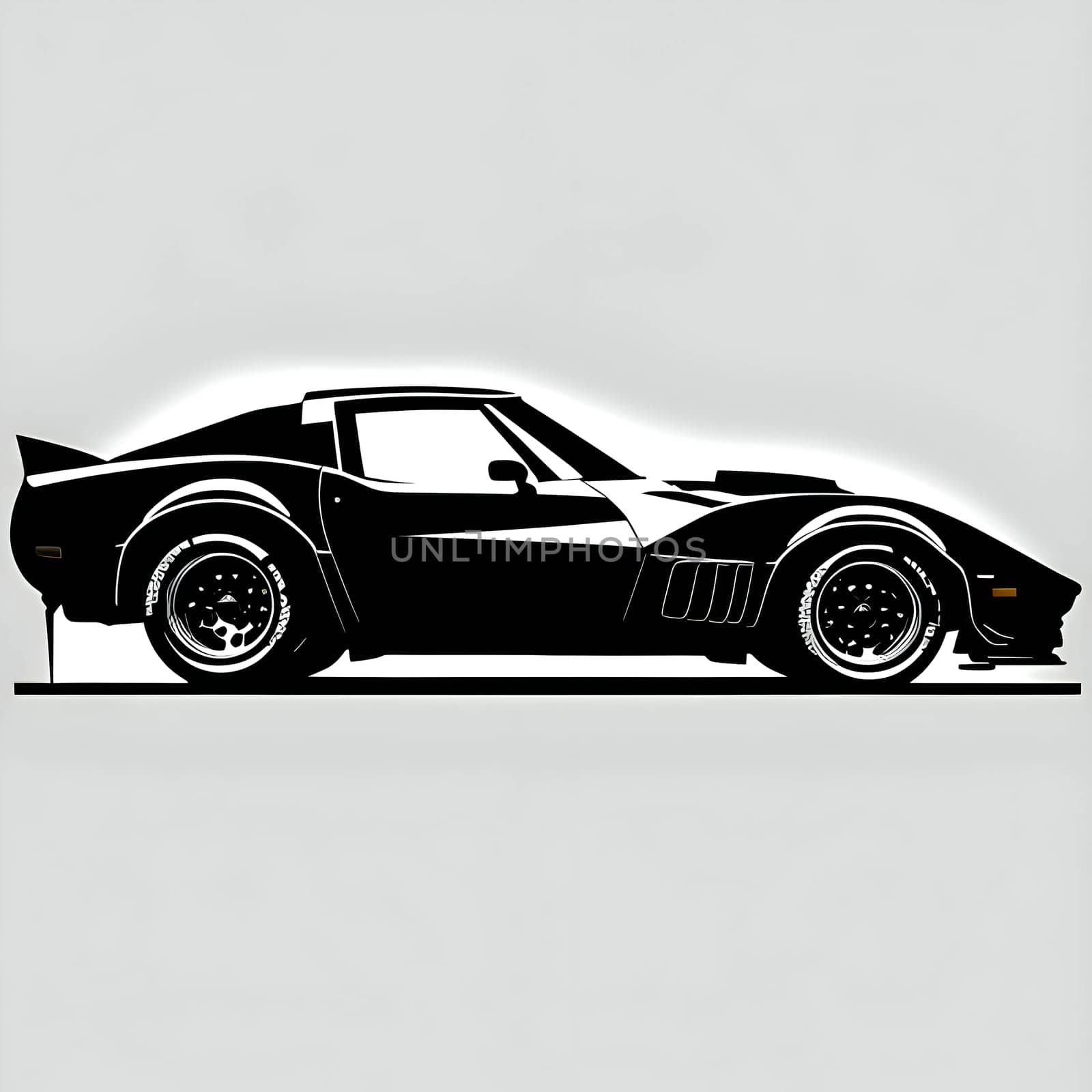 Vector illustration of a car in black silhouette against a clean white background, capturing graceful forms.
