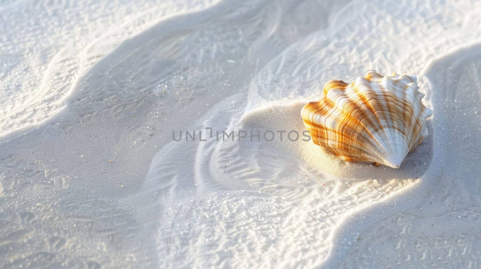 An electric blue sea shell rests on the sandy beach, a natural material from molluscs. Fluid surrounds the invertebrate, like fish and snails in liquid AIG50