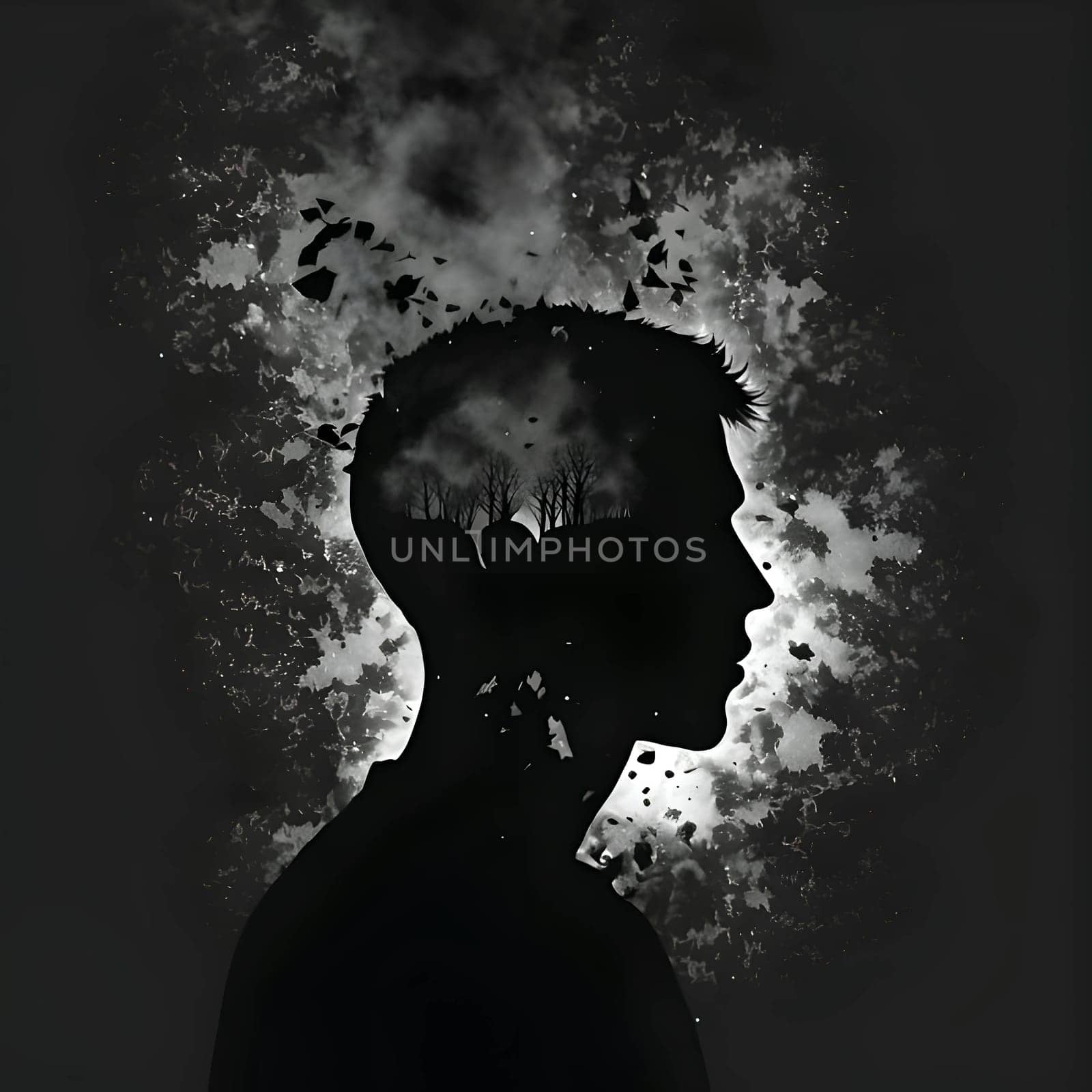 Vector illustration of a men in black silhouette against a clean dark background, capturing graceful forms.