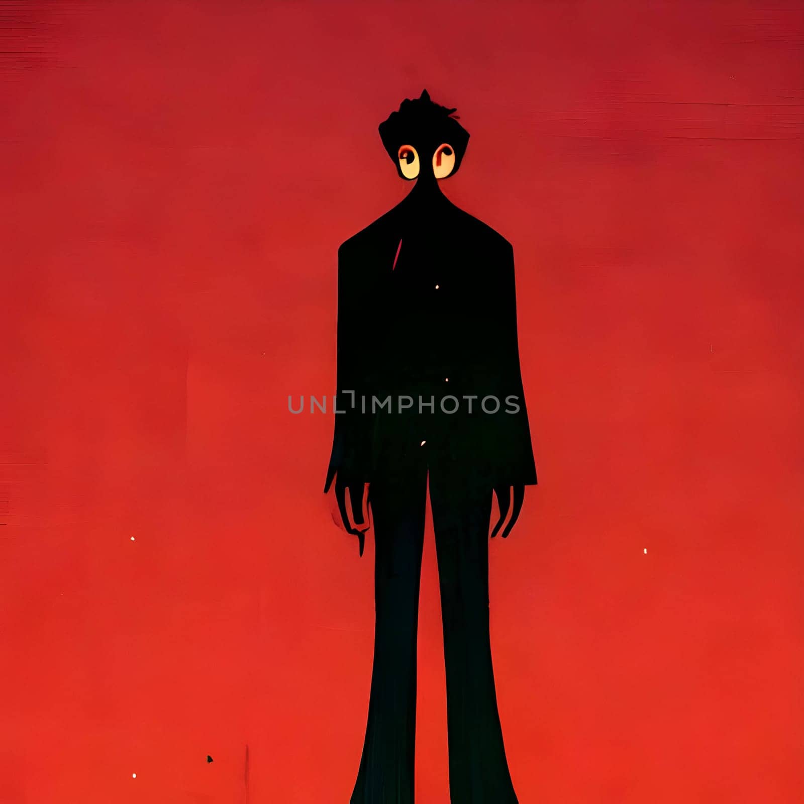 Vector illustration of a creature in black silhouette against a clean red background, capturing graceful forms.