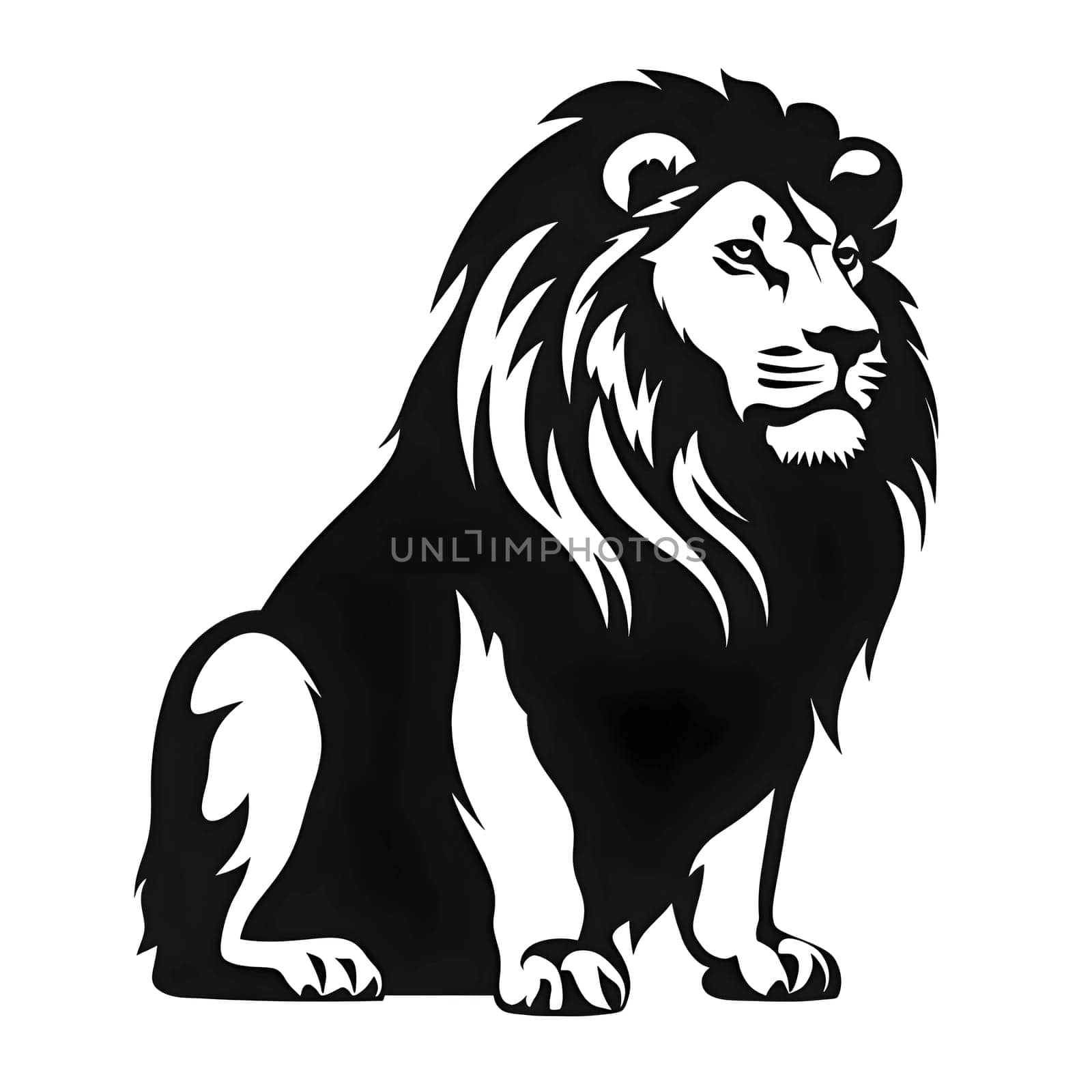 Vector illustration of a lion in black silhouette against a clean white background, capturing graceful forms.