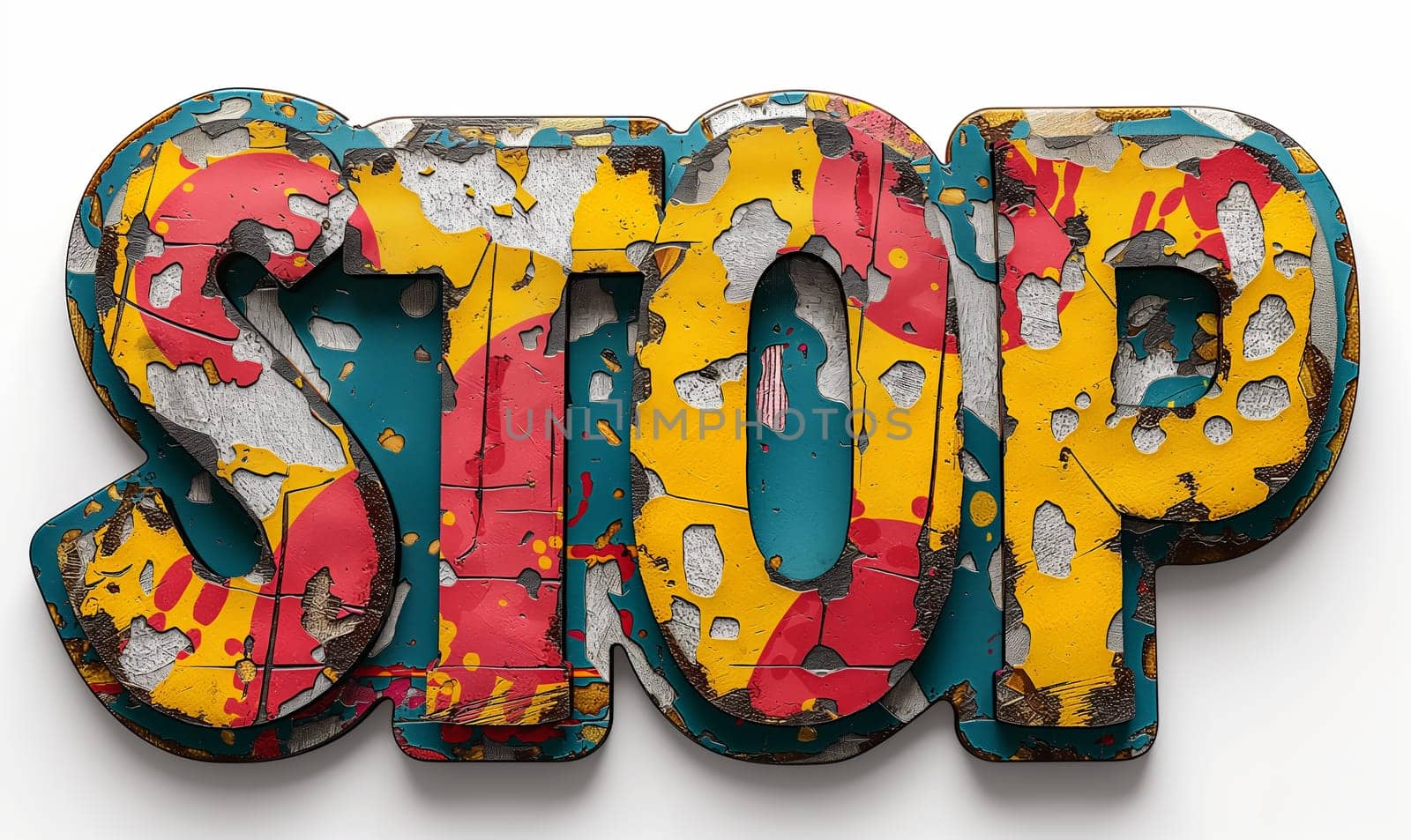 Stop sign on a white background. Selective focus.