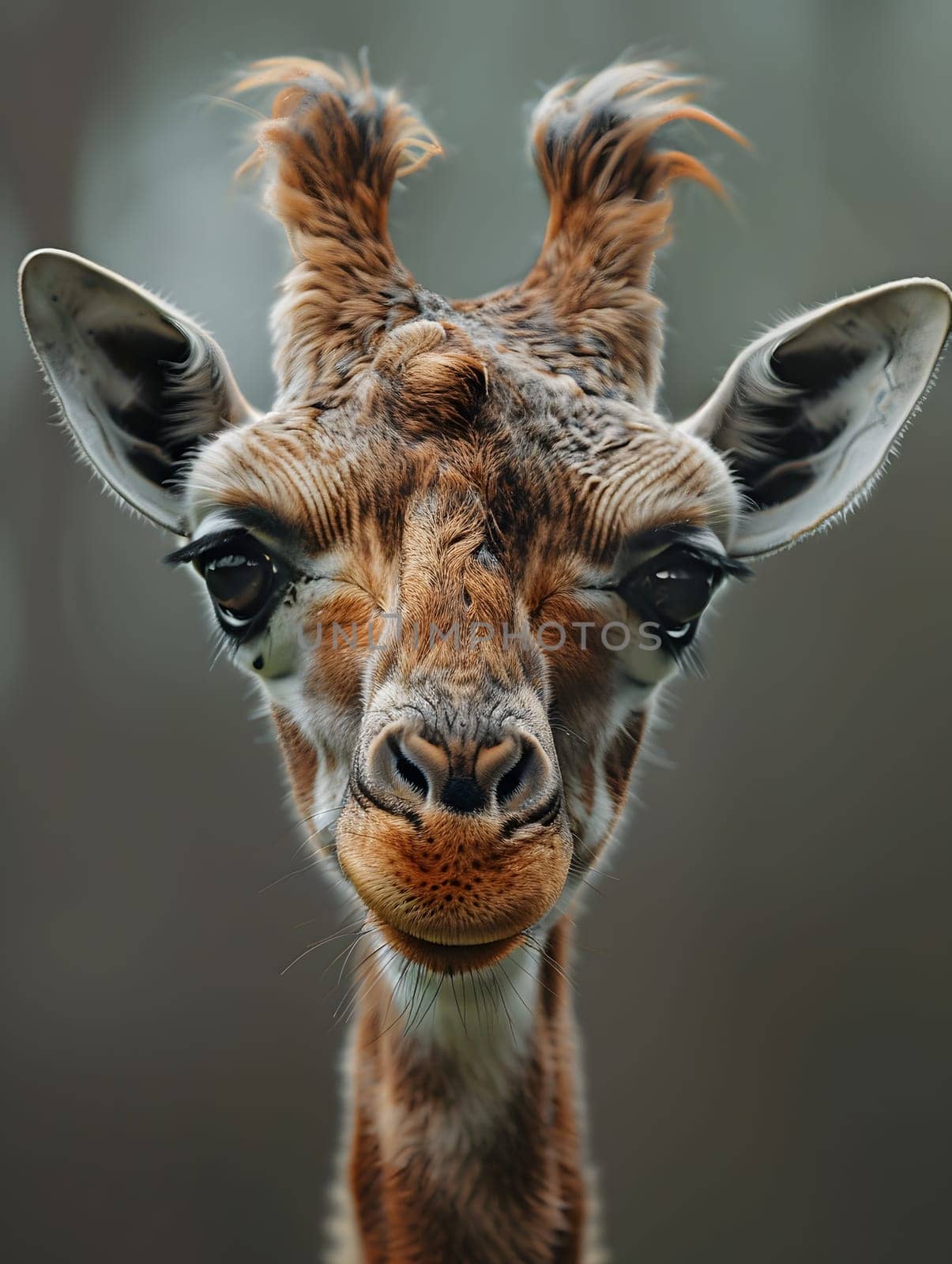 Closeup of a Giraffidaes eye staring into the camera by Nadtochiy
