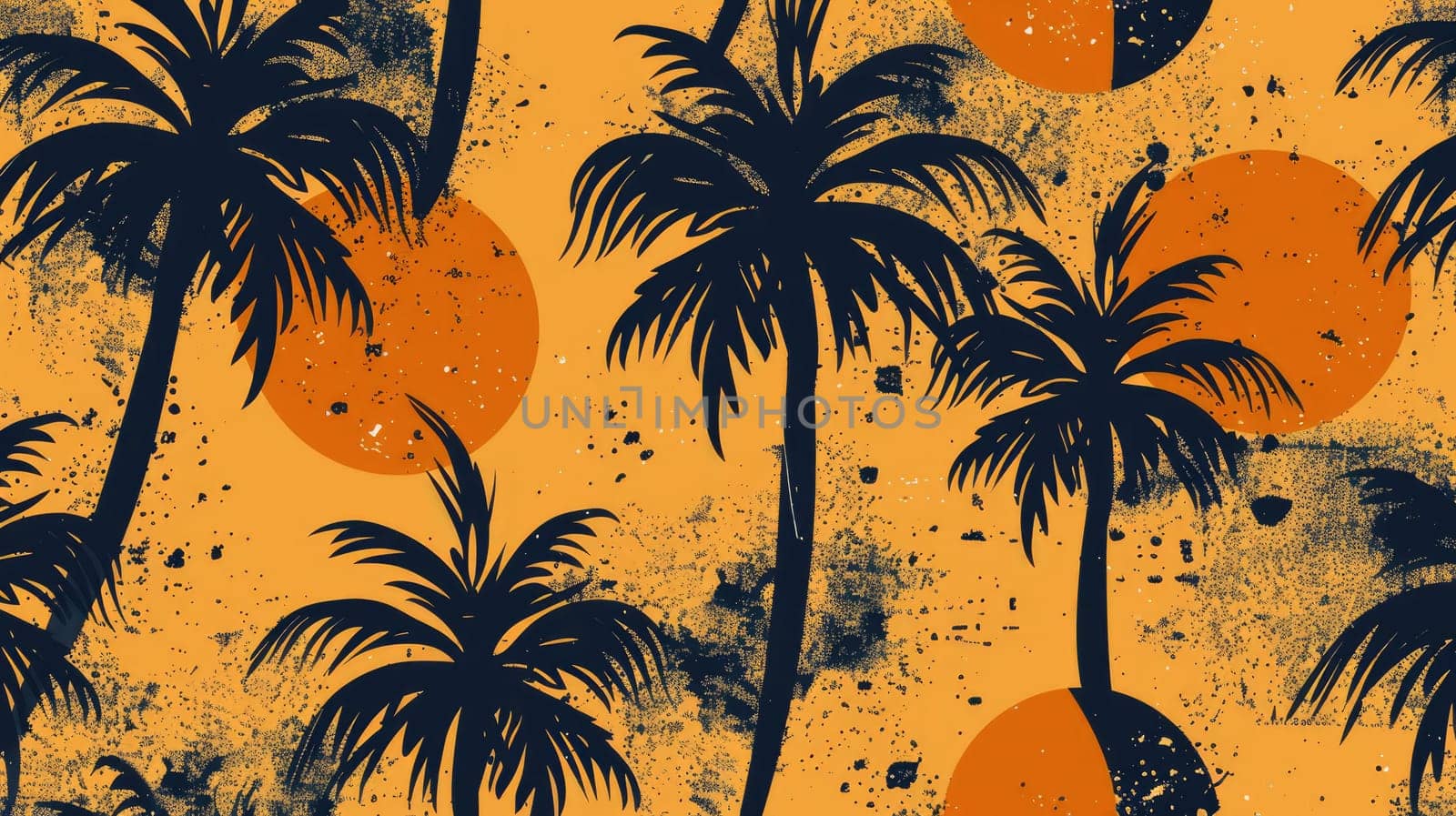 A seamless pattern of palm trees and suns in electric blue on a white background. This artistic design showcases symmetry and creative arts AIG50