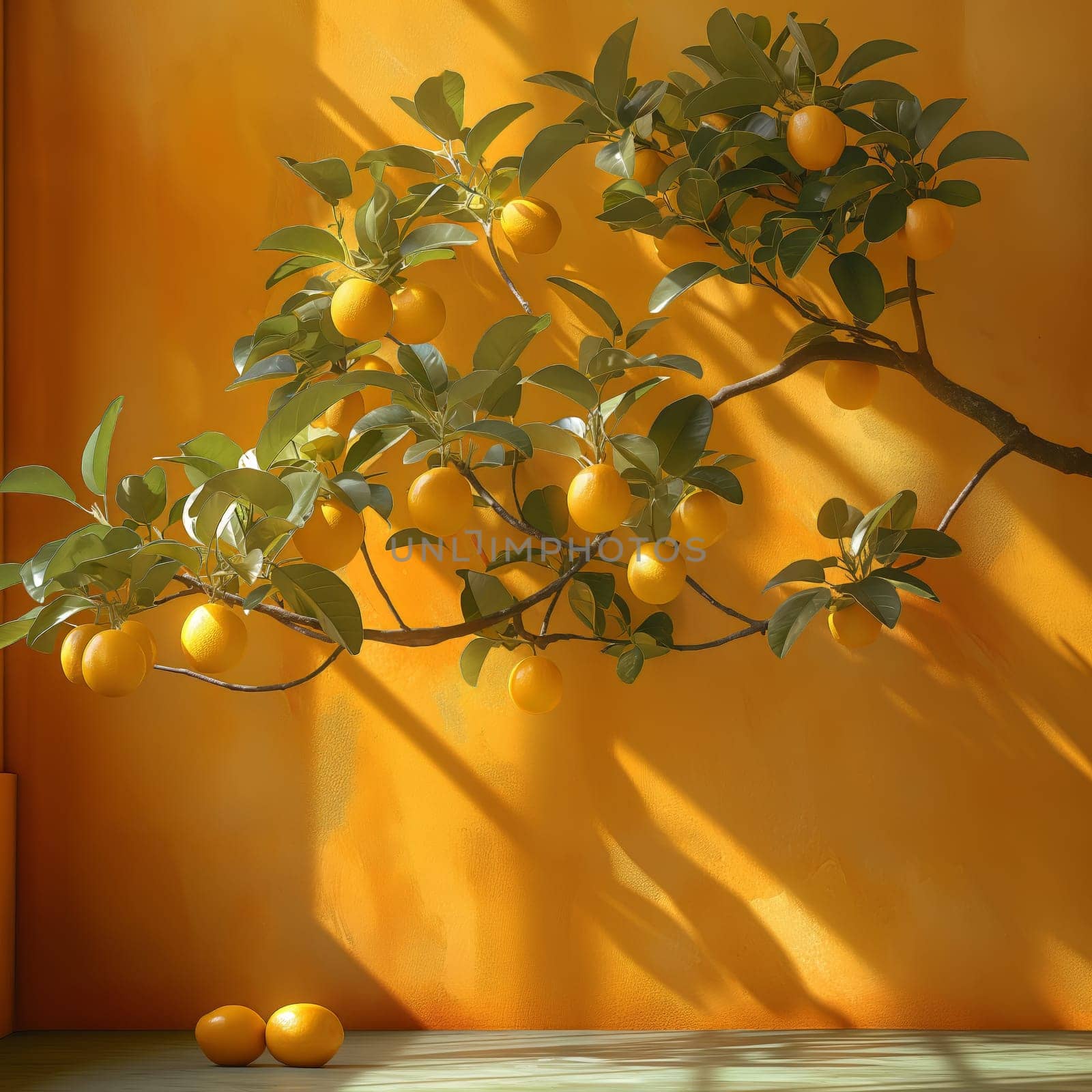 Orange Tree by Yellow Wall. by Fischeron