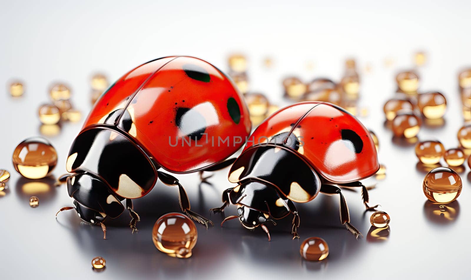 Ladybugs on a white background. Selective focus.