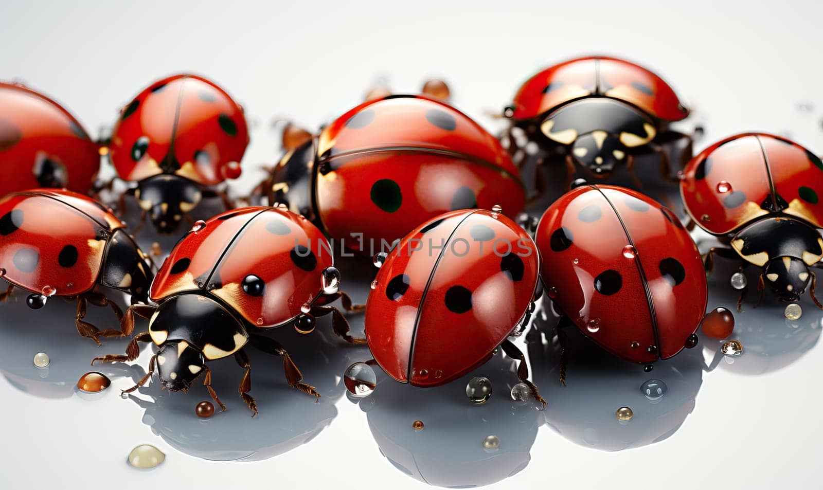 Ladybugs on a white background. Selective focus.