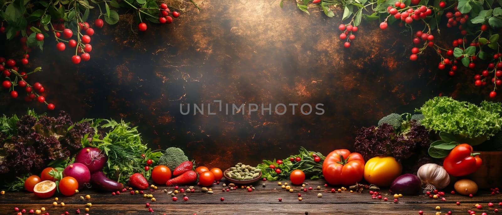 Assorted Vegetables on Wooden Table. Selective focus.