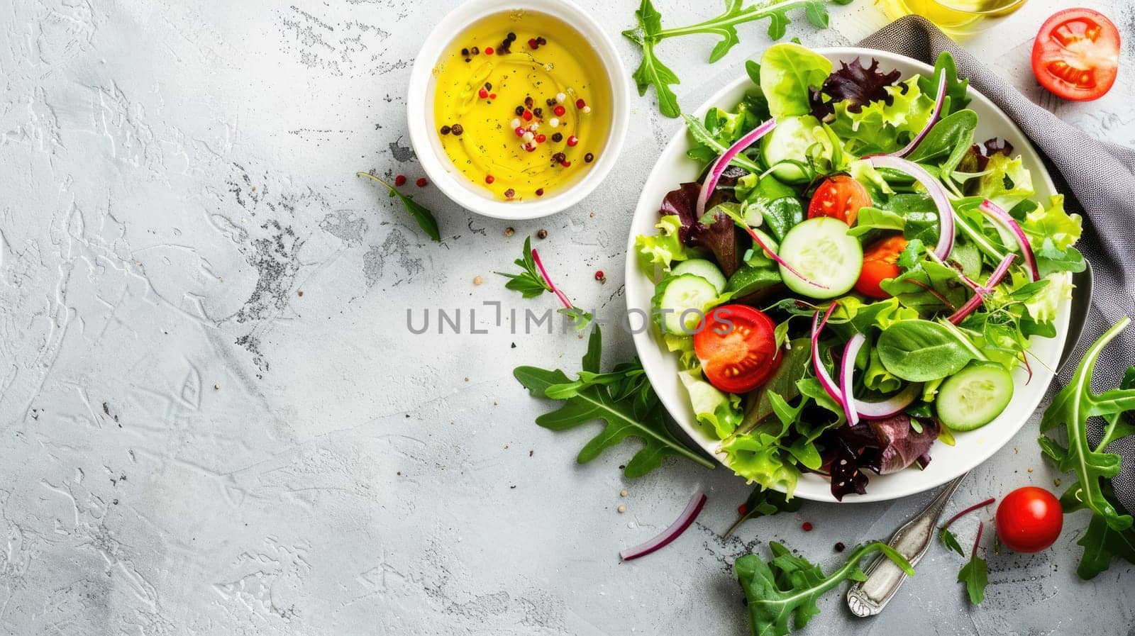 A variety of vegetables, including leafy greens and root vegetables, are artfully arranged in a circle on a table, showcasing the beauty of natural foods AIG50